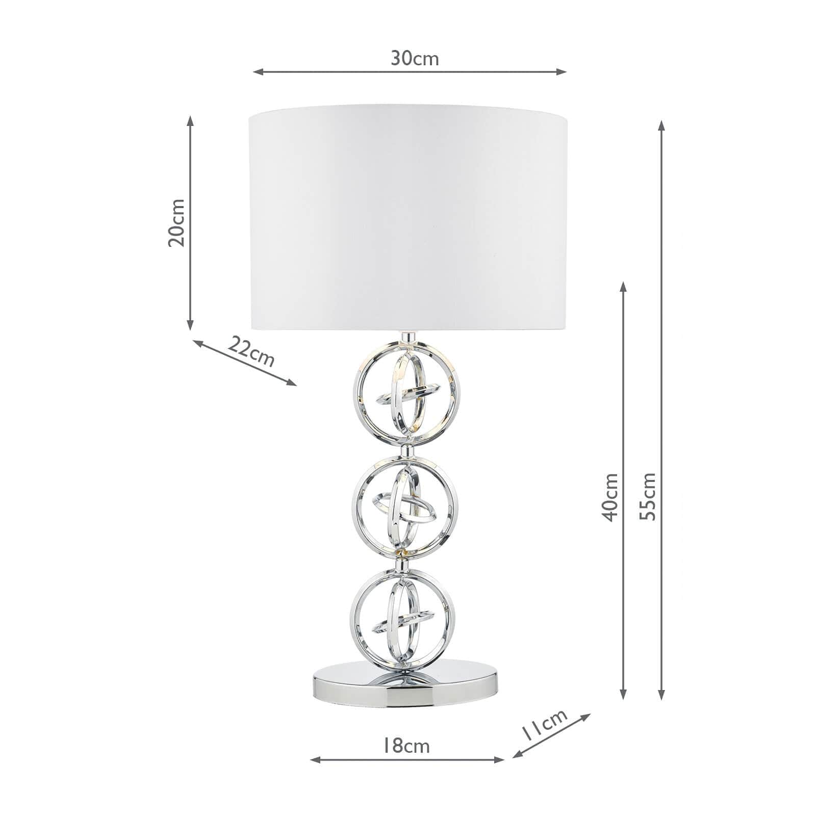 dar lighting Innsbruck Table Lamp Polished Chrome With Shade INN4250