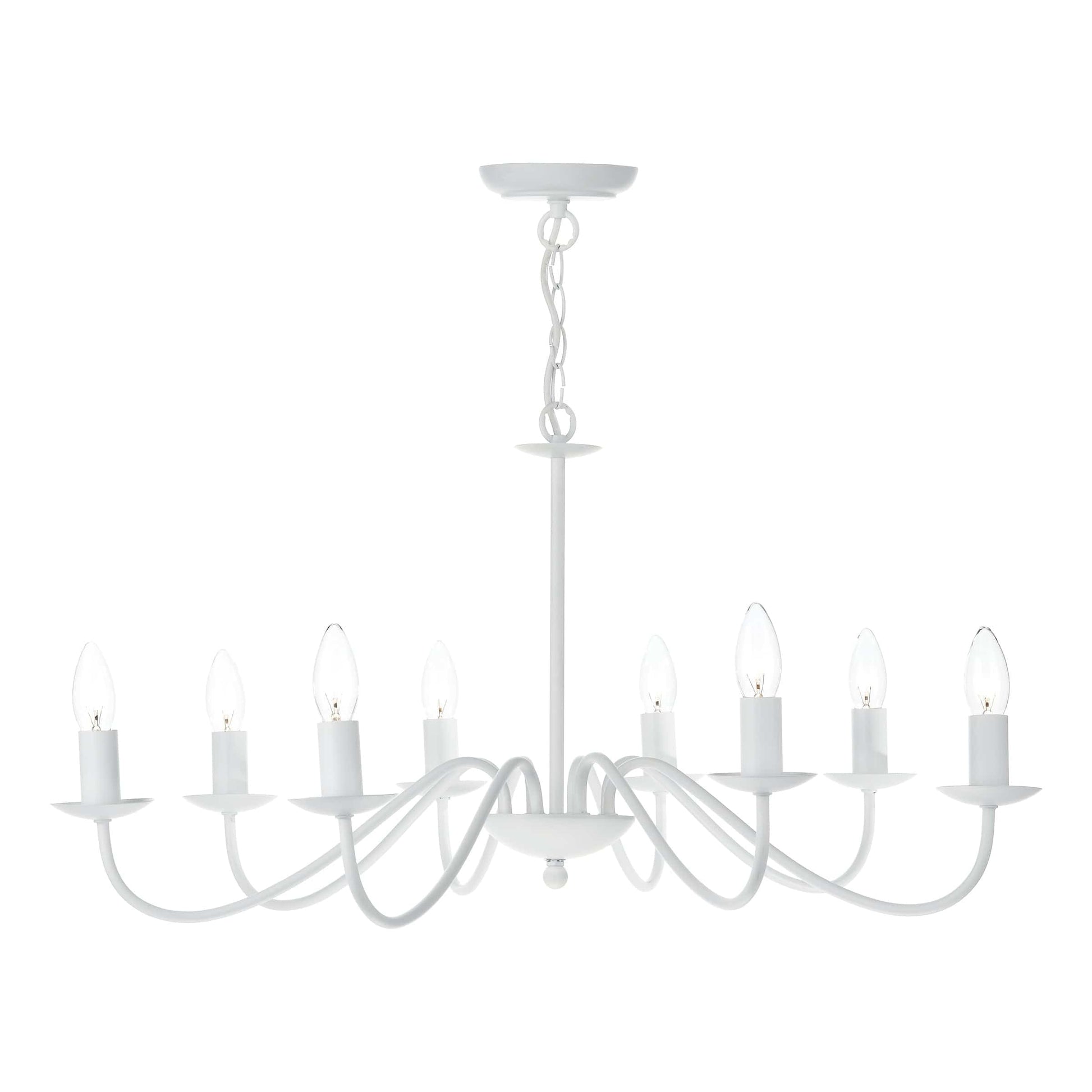 dar lighting Irwin 8 Light Pendant Dual Mount White IRW0802