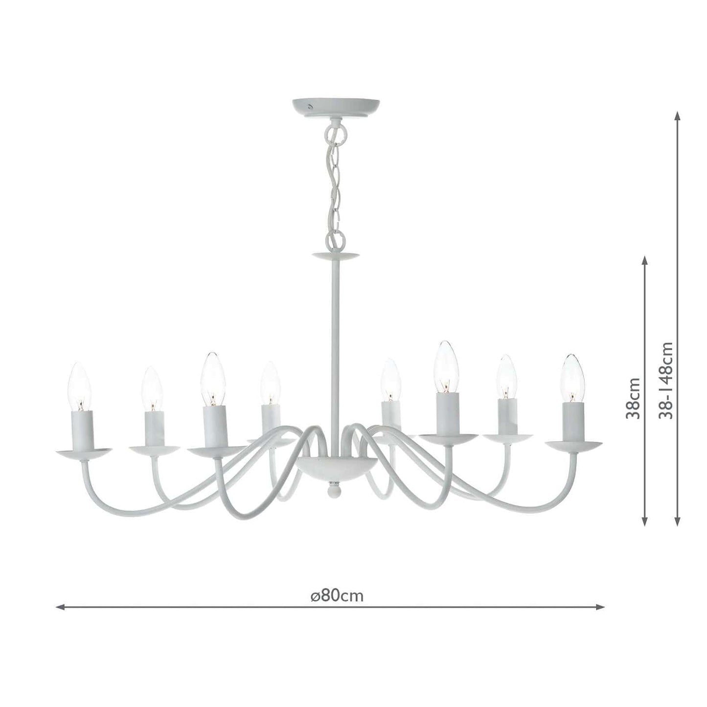 dar lighting Irwin 8 Light Pendant Dual Mount White IRW0802