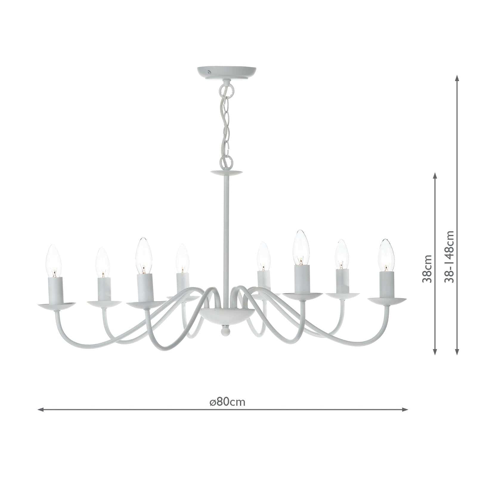 dar lighting Irwin 8 Light Pendant Dual Mount White IRW0802