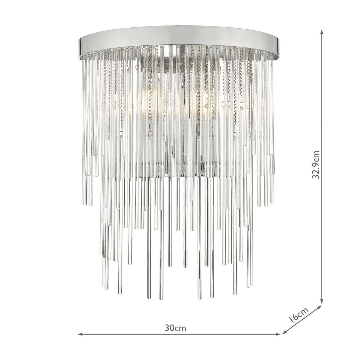 dar lighting Isla 2 Light Wall Light Polished Chrome And Clear Glass ISL0950