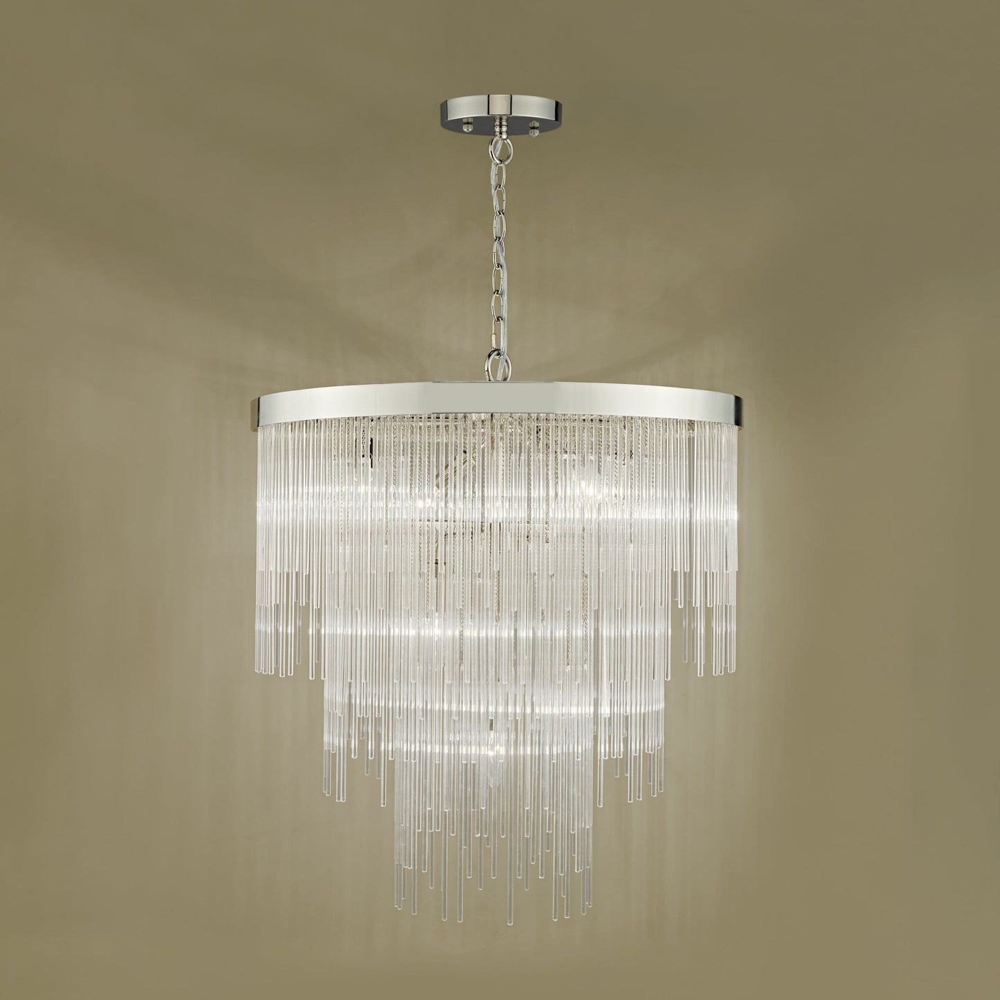 dar lighting Isla 7lt Pendant Polished Chrome & Clear Glass Rods ISL3450