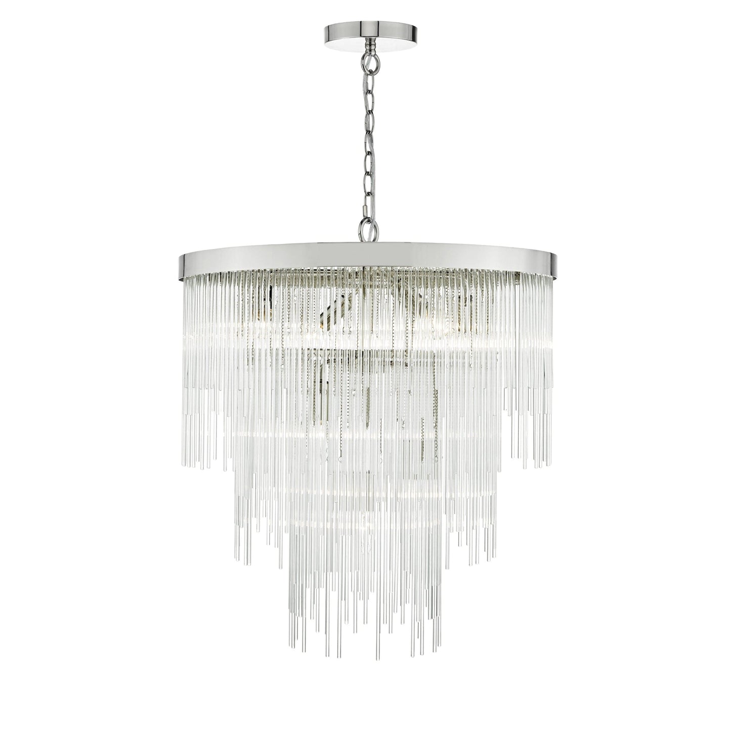 dar lighting Isla 7lt Pendant Polished Chrome & Clear Glass Rods ISL3450