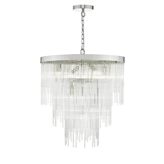 dar lighting Isla 7lt Pendant Polished Chrome & Clear Glass Rods ISL3450