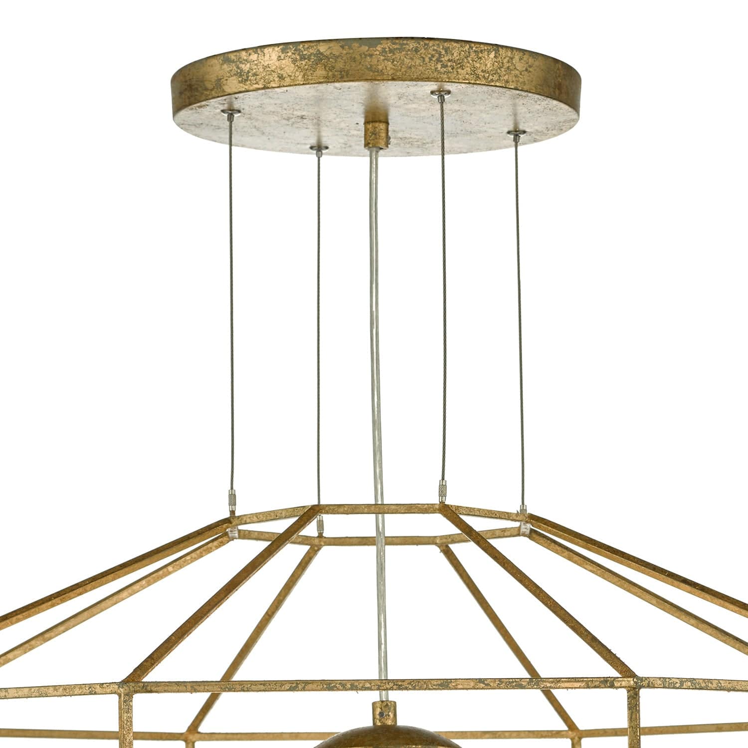 dar lighting Izmir 1 Light Pendant Hexagonal Old Gold Frame Opal Glass IZM0135