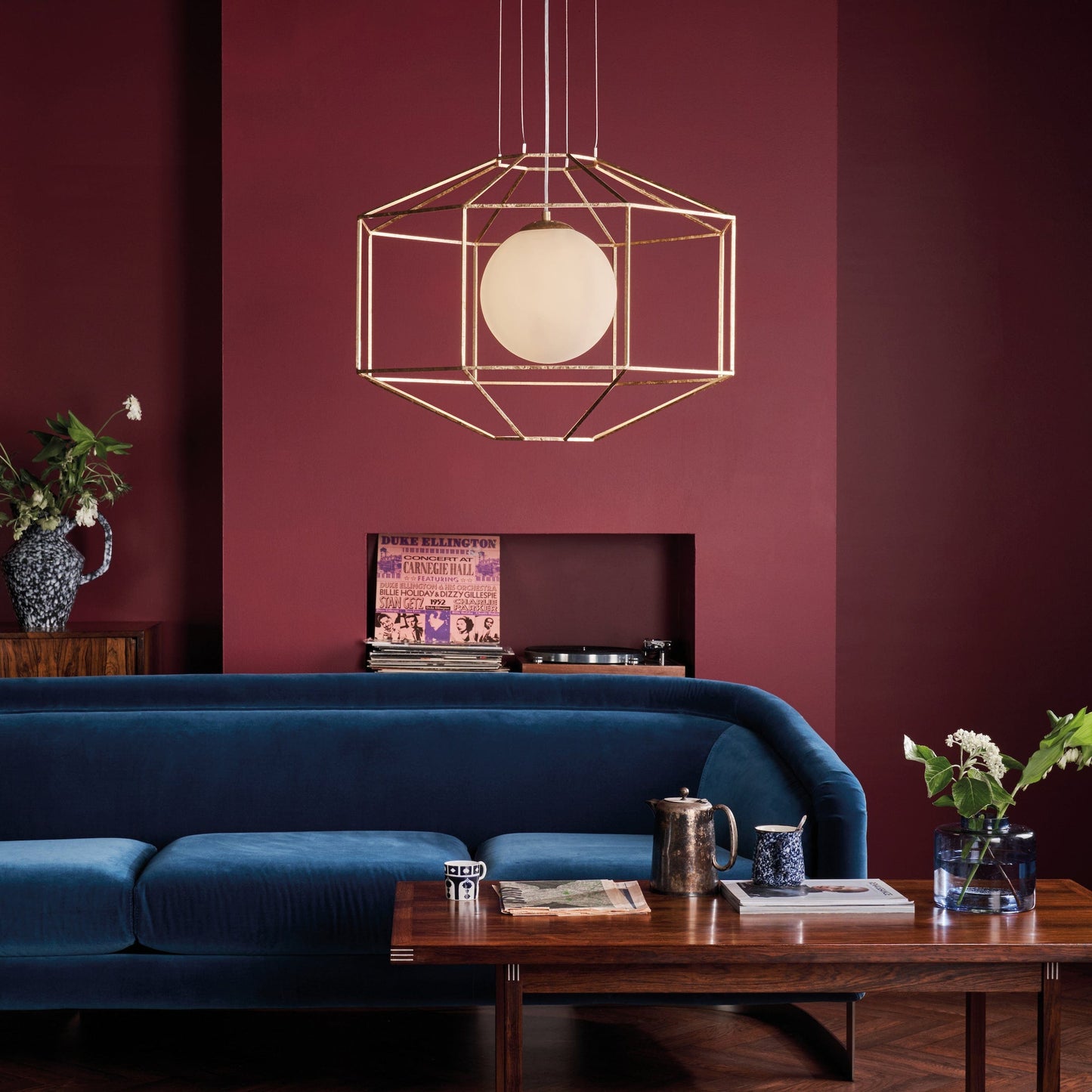 dar lighting Izmir 1 Light Pendant Hexagonal Old Gold Frame Opal Glass IZM0135