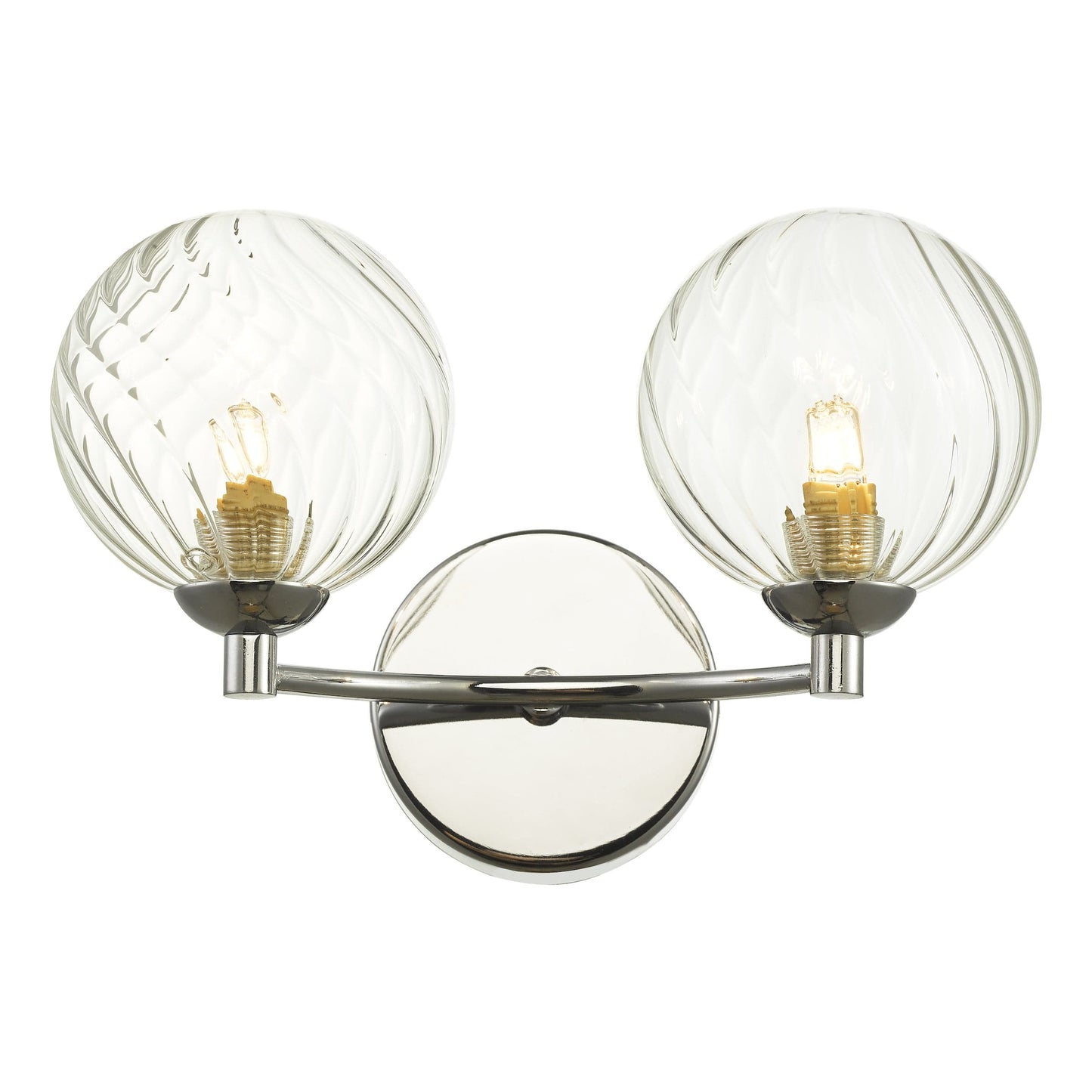 dar lighting Izzy 2 Light Wall Light Polished Chrome Twisted Glass IZZ0950-03