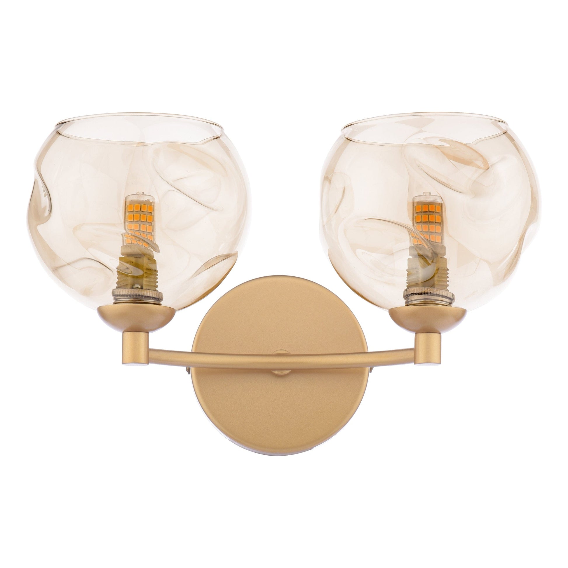 dar lighting Izzy 2 Light Wall Light Polished Gold & Champagne Dimpled Glass IZZ0935-16