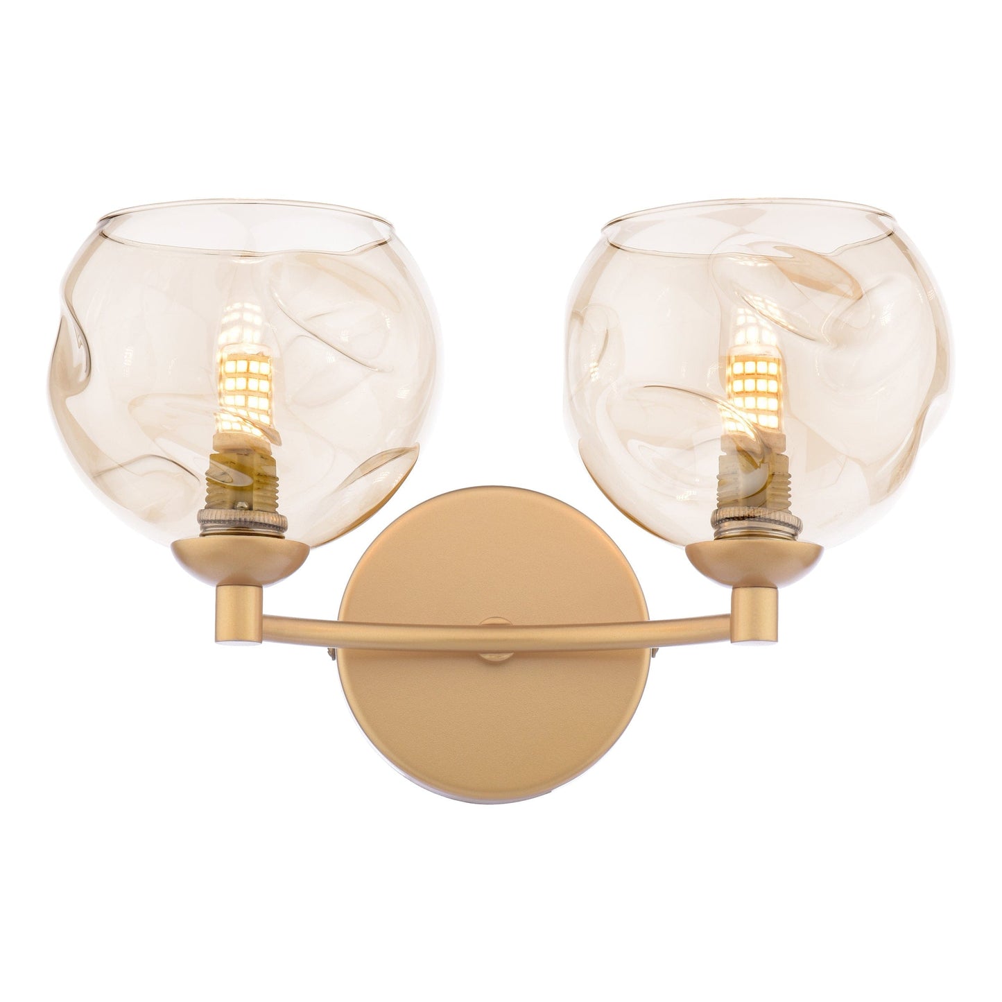 dar lighting Izzy 2 Light Wall Light Polished Gold & Champagne Dimpled Glass IZZ0935-16