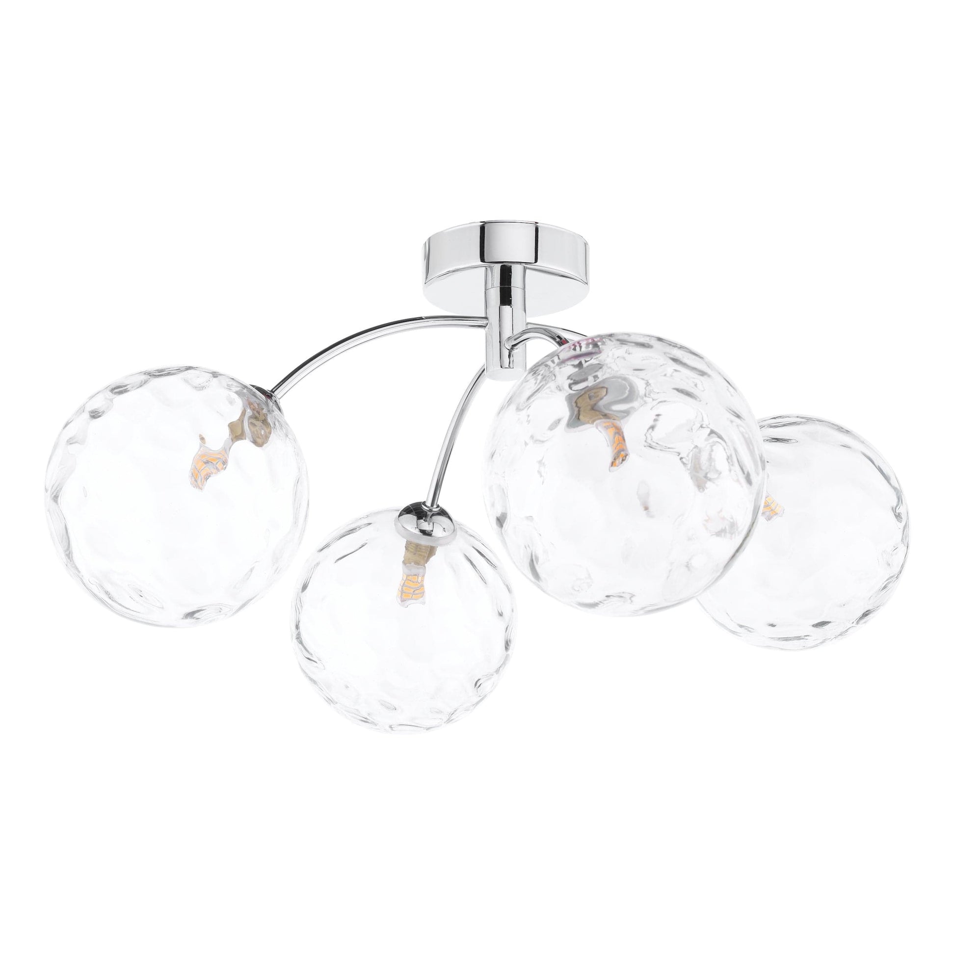 dar lighting Izzy 4 Light Semi Flush Polished Chrome Clear Dimpled Glass IZZ0450-12