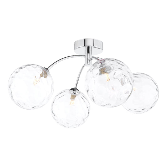 dar lighting Izzy 4 Light Semi Flush Polished Chrome Clear Dimpled Glass IZZ0450-12