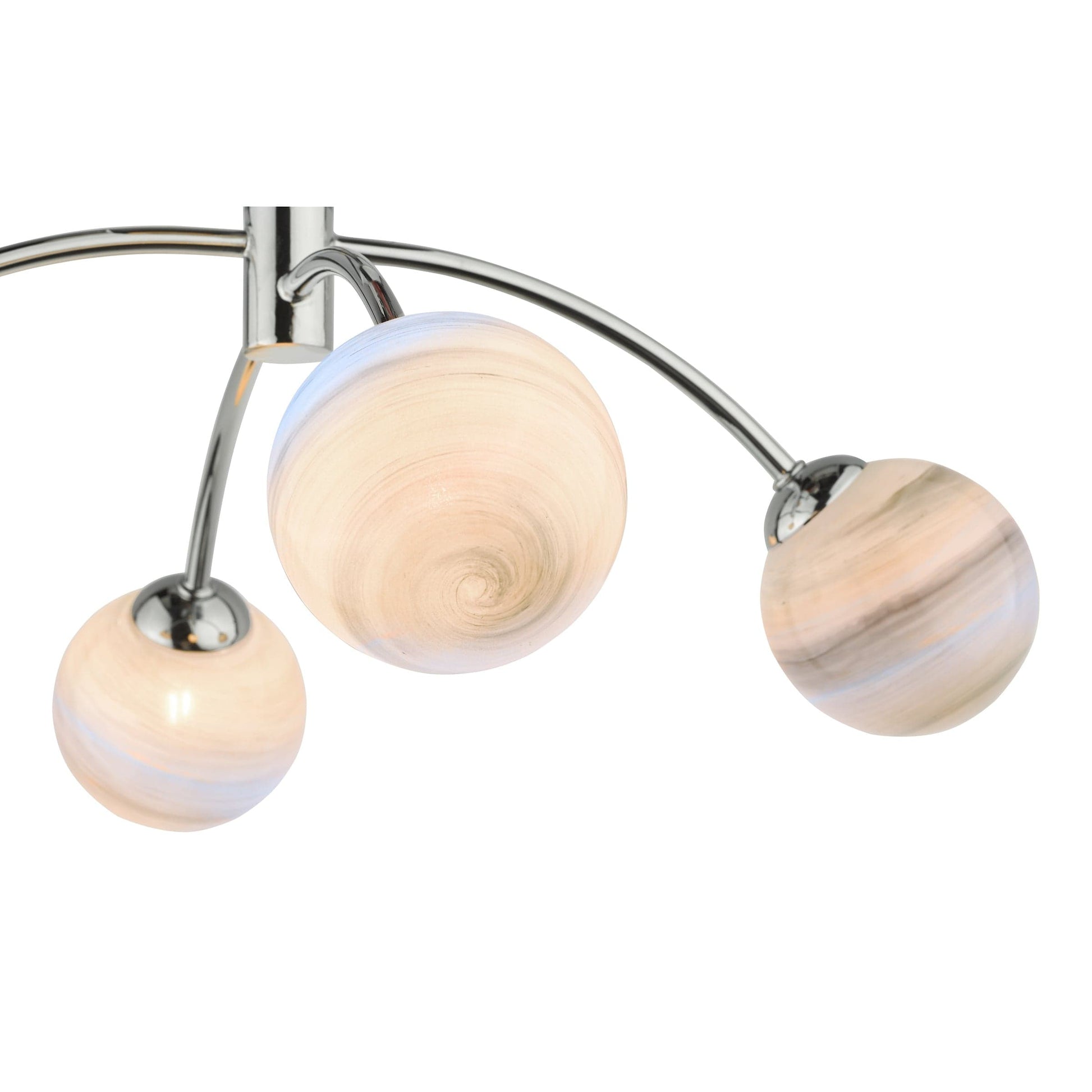 dar lighting Izzy 4 Light Semi Flush Polished Chrome Planet Glass IZZ0450-07