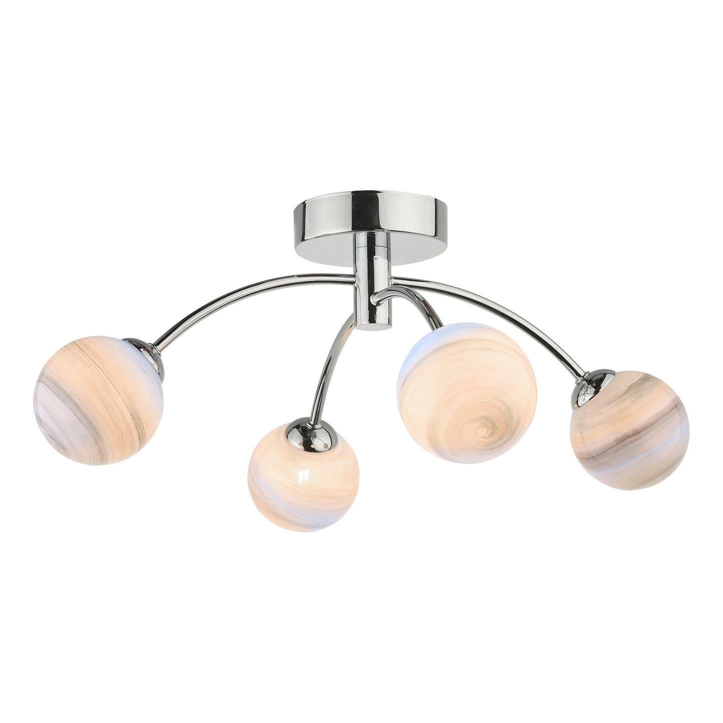 dar lighting Izzy 4 Light Semi Flush Polished Chrome Planet Glass IZZ0450-07