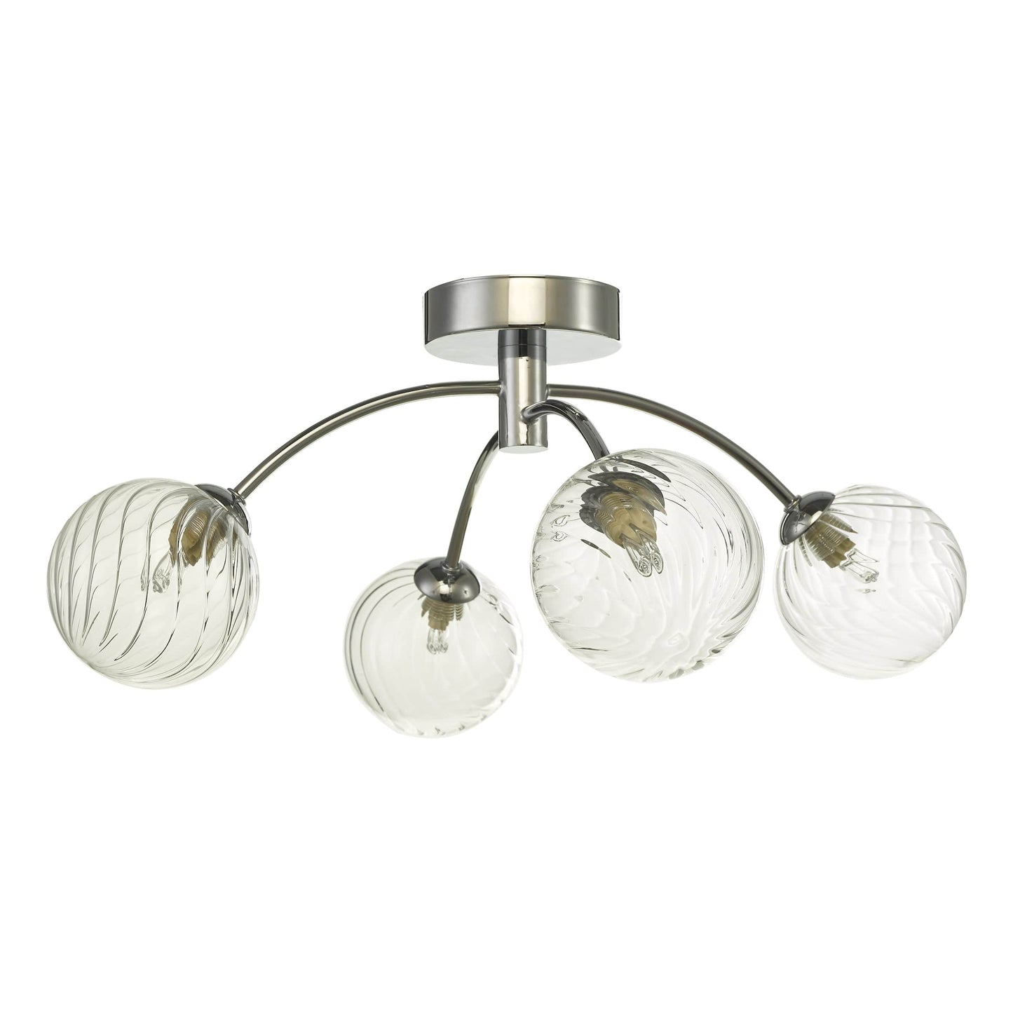 dar lighting Izzy 4 Light Semi Flush Polished Chrome Twisted Glass IZZ0450-03