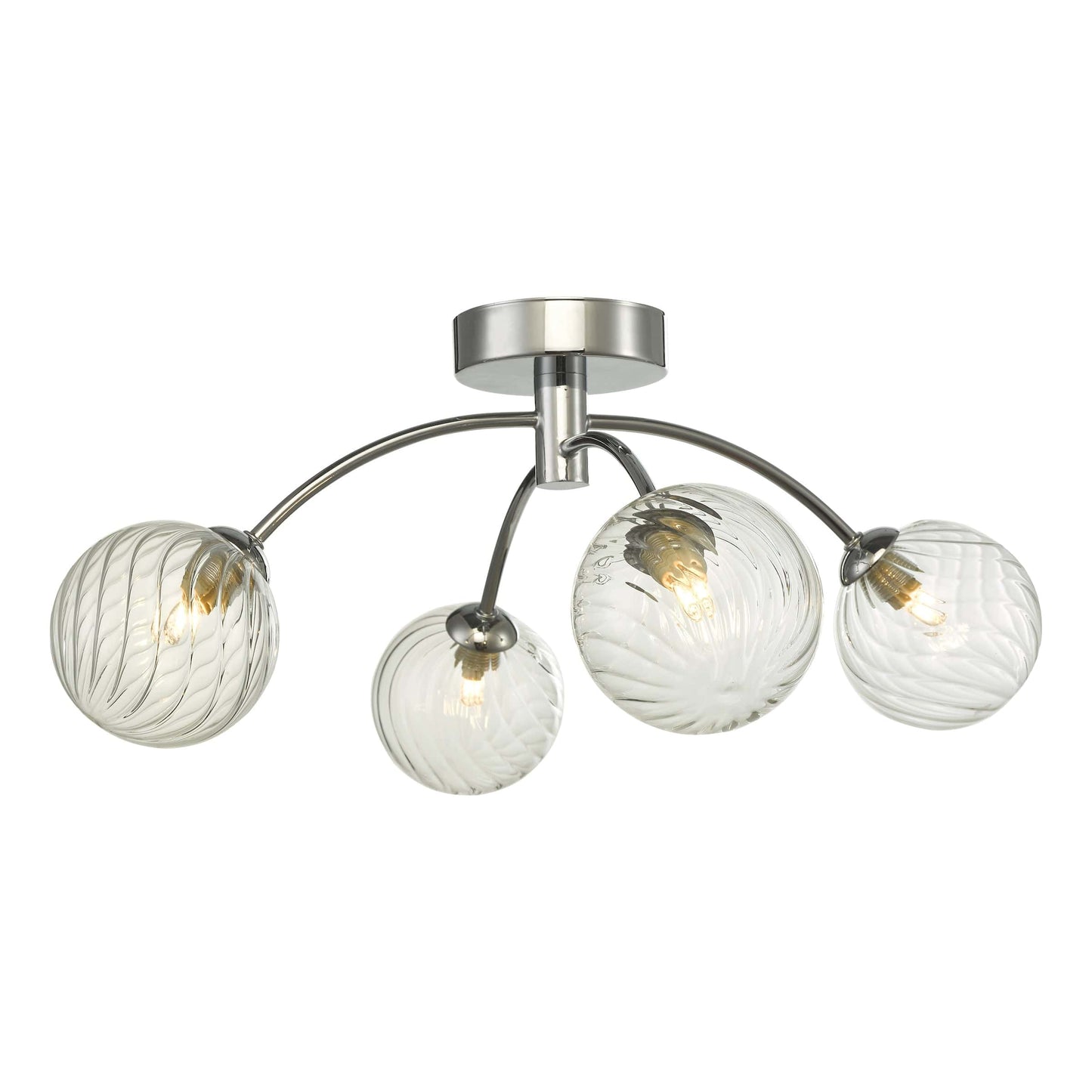 dar lighting Izzy 4 Light Semi Flush Polished Chrome Twisted Glass IZZ0450-03