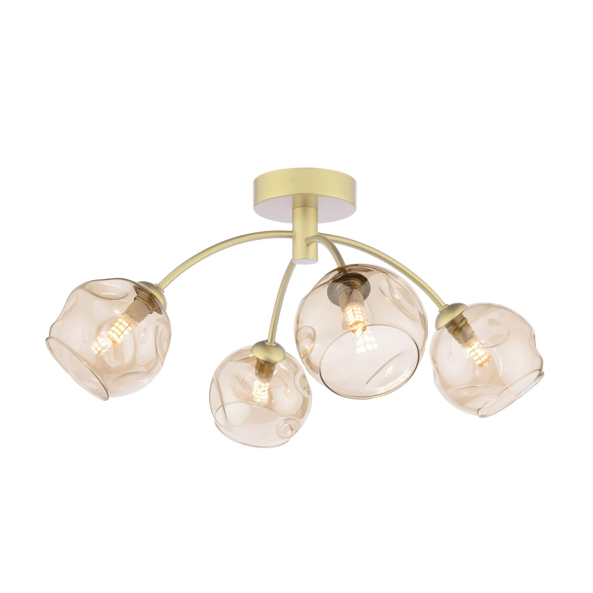 dar lighting Izzy 4 Light Semi-Flush Polished Gold & Champagne Dimpled Glass IZZ0435-16