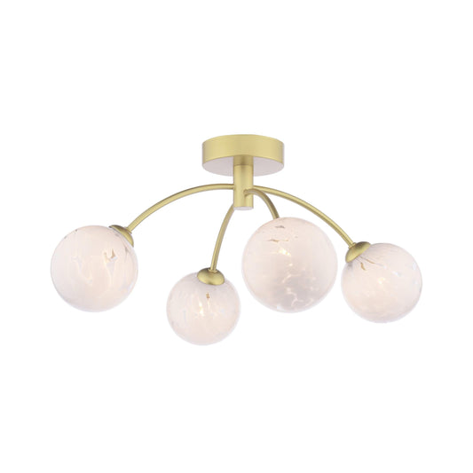 dar lighting Izzy 4 Light Semi-Flush Polished Gold & Confetti Glass IZZ0435-17