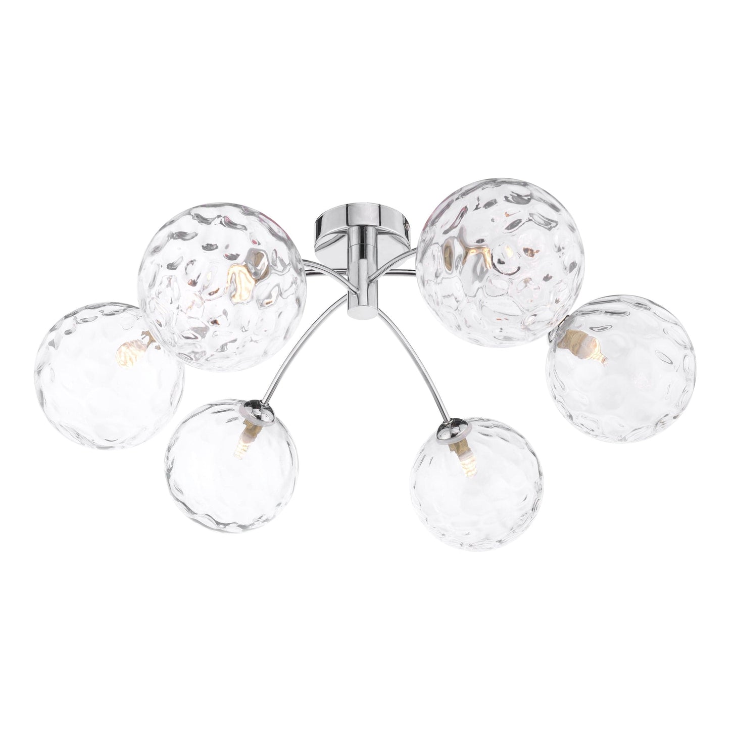 dar lighting Izzy 6 Light Semi Flush Polished Chrome Clear Dimpled Glass IZZ0650-12