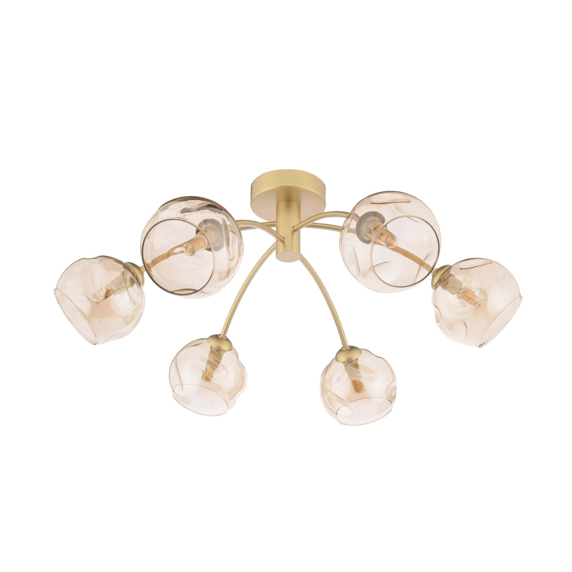 dar lighting Izzy 6 Light Semi-Flush Polished Gold & Champagne Dimpled Glass IZZ0635-16