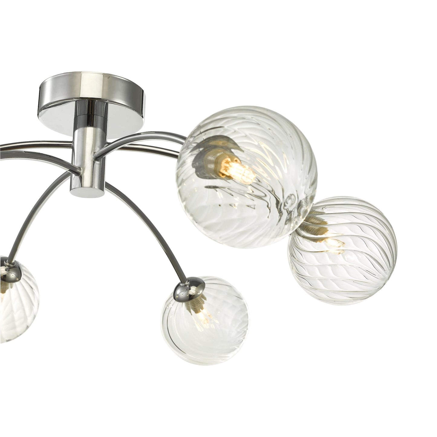 dar lighting Izzy 6lt Semi Flush Polished Chrome Twisted Glass IZZ0650-03