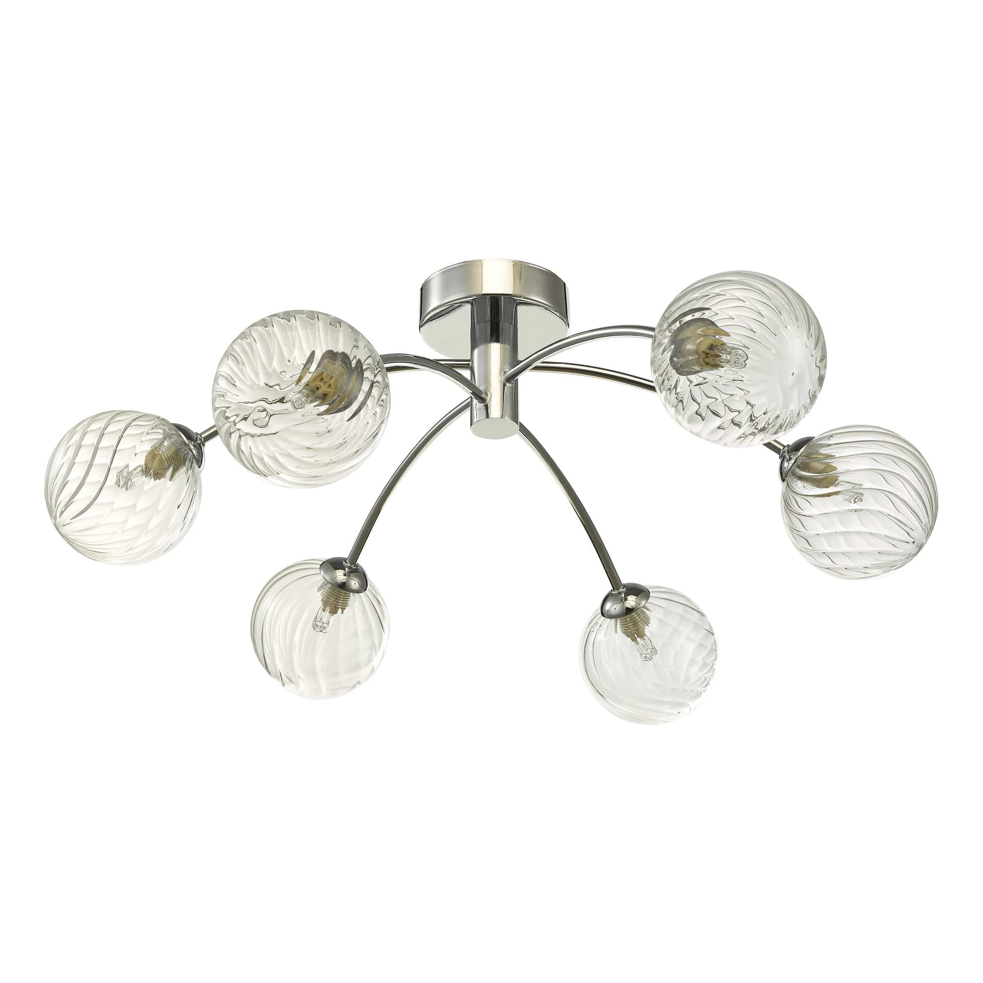 dar lighting Izzy 6lt Semi Flush Polished Chrome Twisted Glass IZZ0650-03