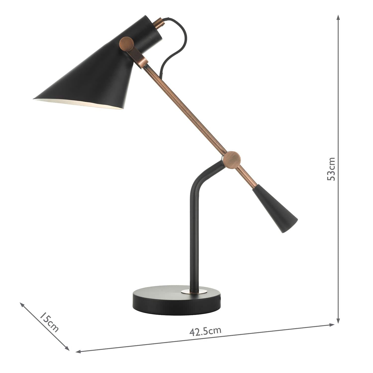 dar lighting Jack Task Table Lamp Black Antique Copper JAC4064