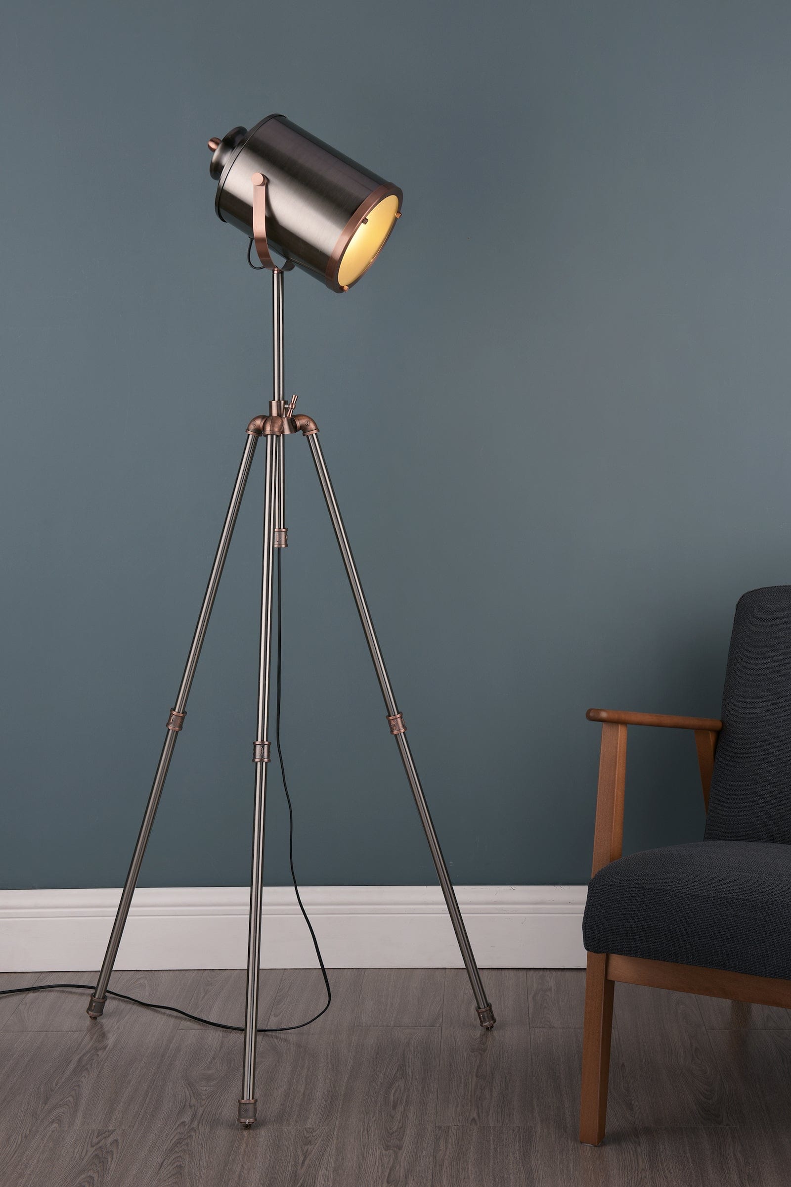 dar lighting Jake Task Floor Lamp Antique Silver And Copper JAK4921