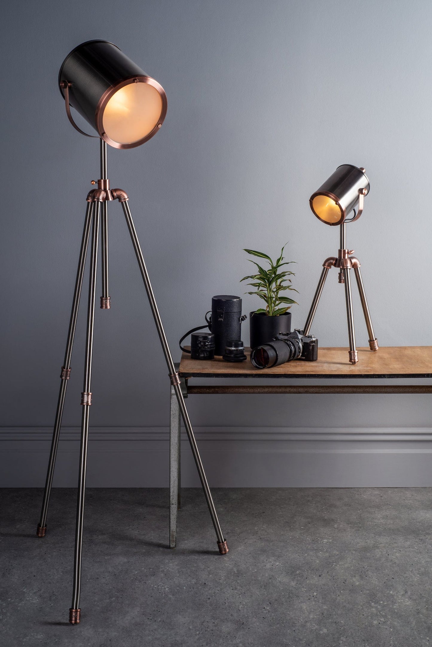 dar lighting Jake Task Floor Lamp Antique Silver And Copper JAK4921