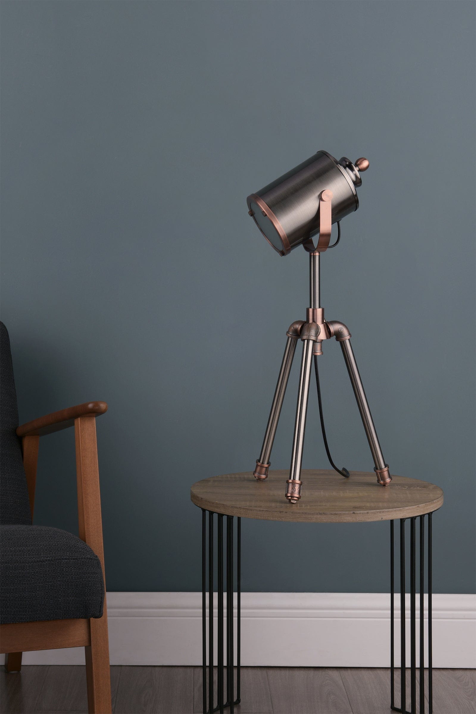 dar lighting Jake Task Table Lamp Antique Silver And Copper JAK4021