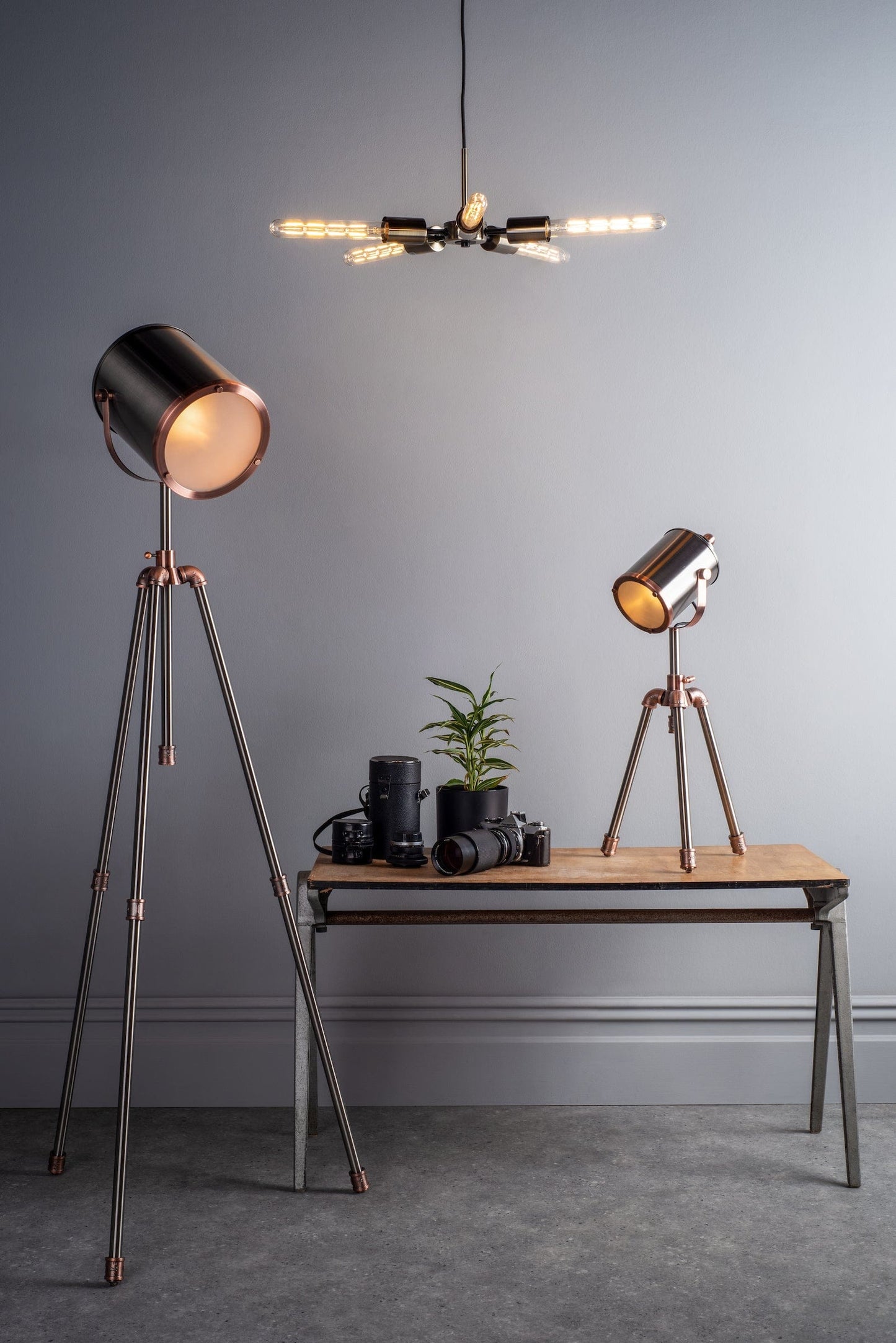 dar lighting Jake Task Table Lamp Antique Silver And Copper JAK4021