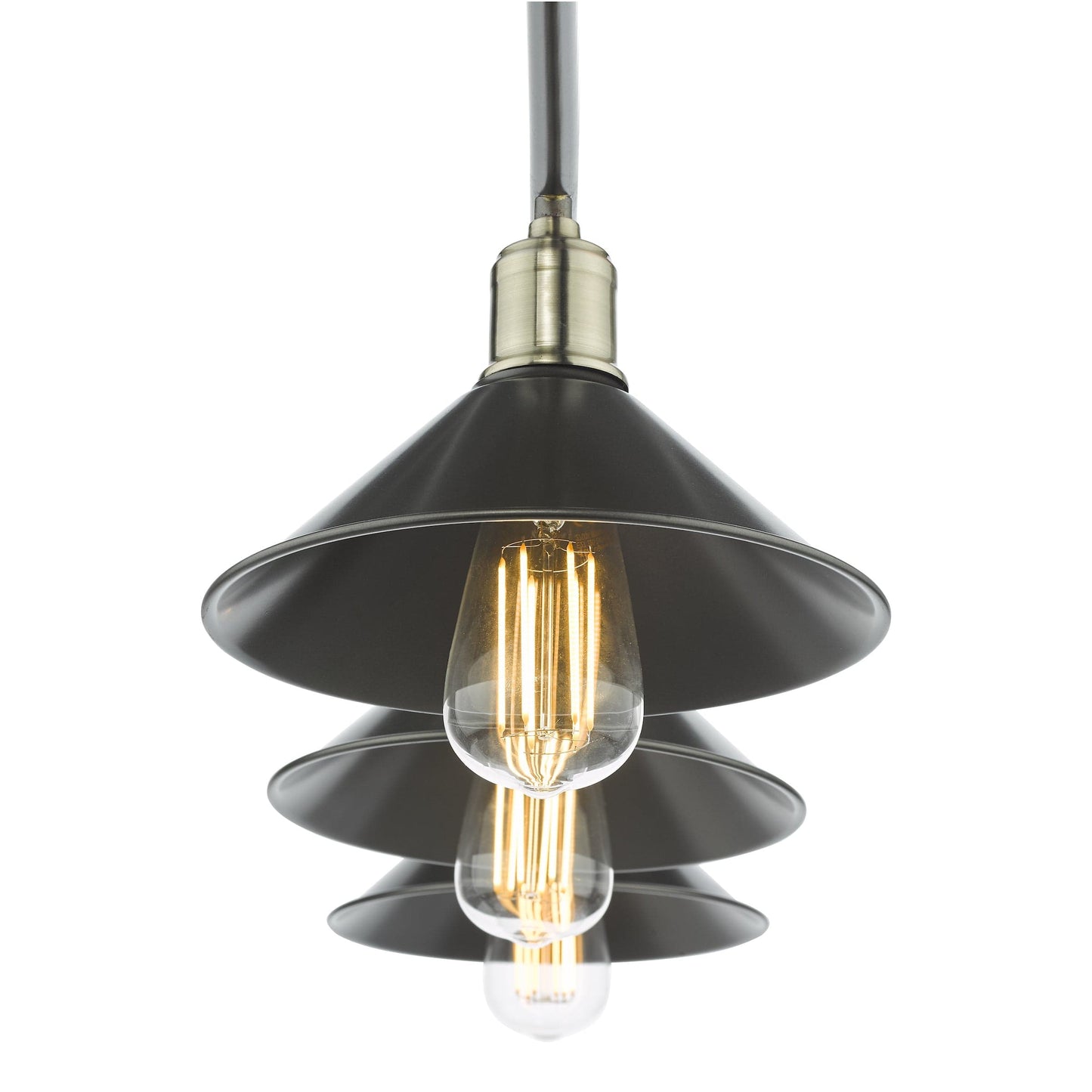 dar lighting Jalen 3 Light Bar Pendant Graphite Antique Brass JAL0361