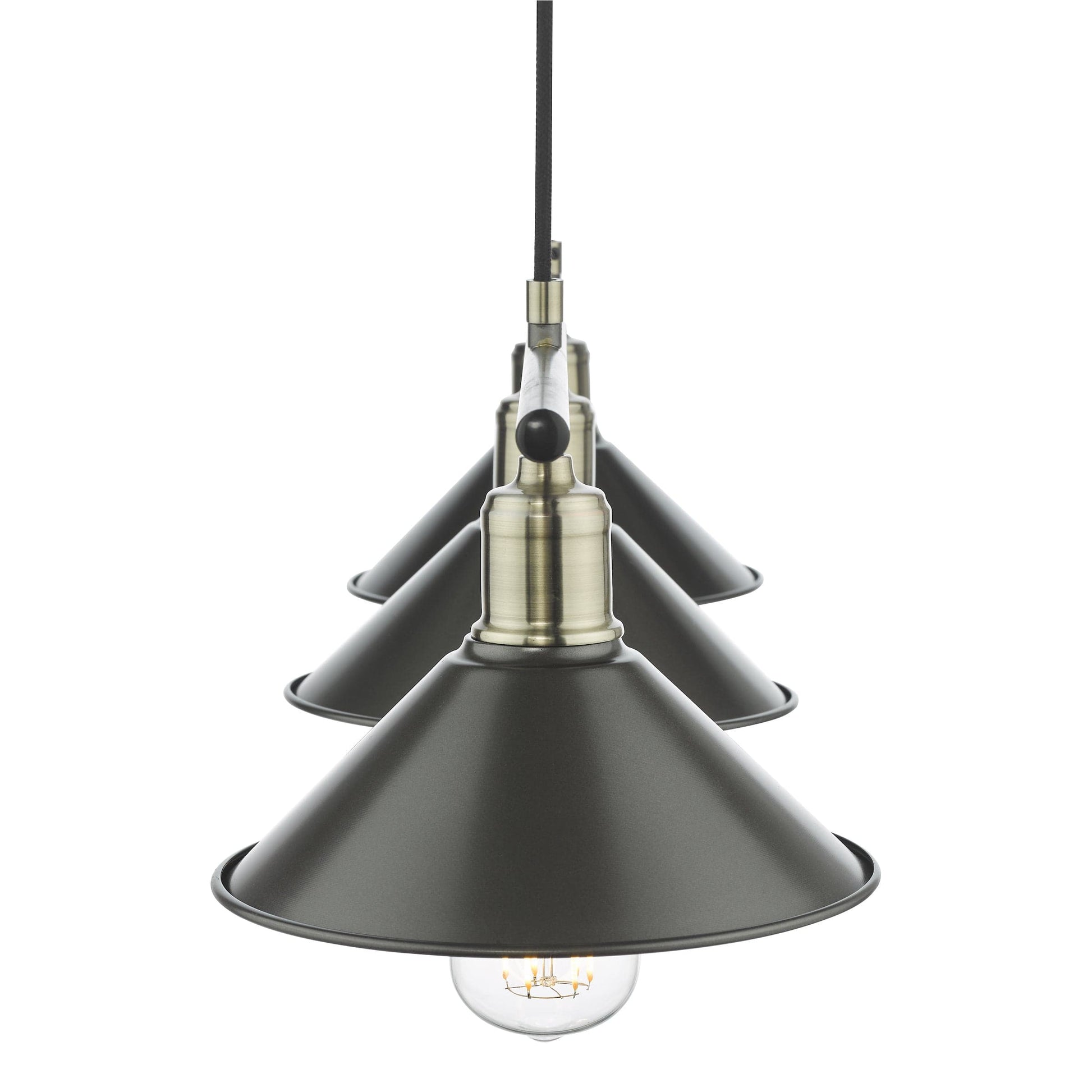 dar lighting Jalen 3 Light Bar Pendant Graphite Antique Brass JAL0361