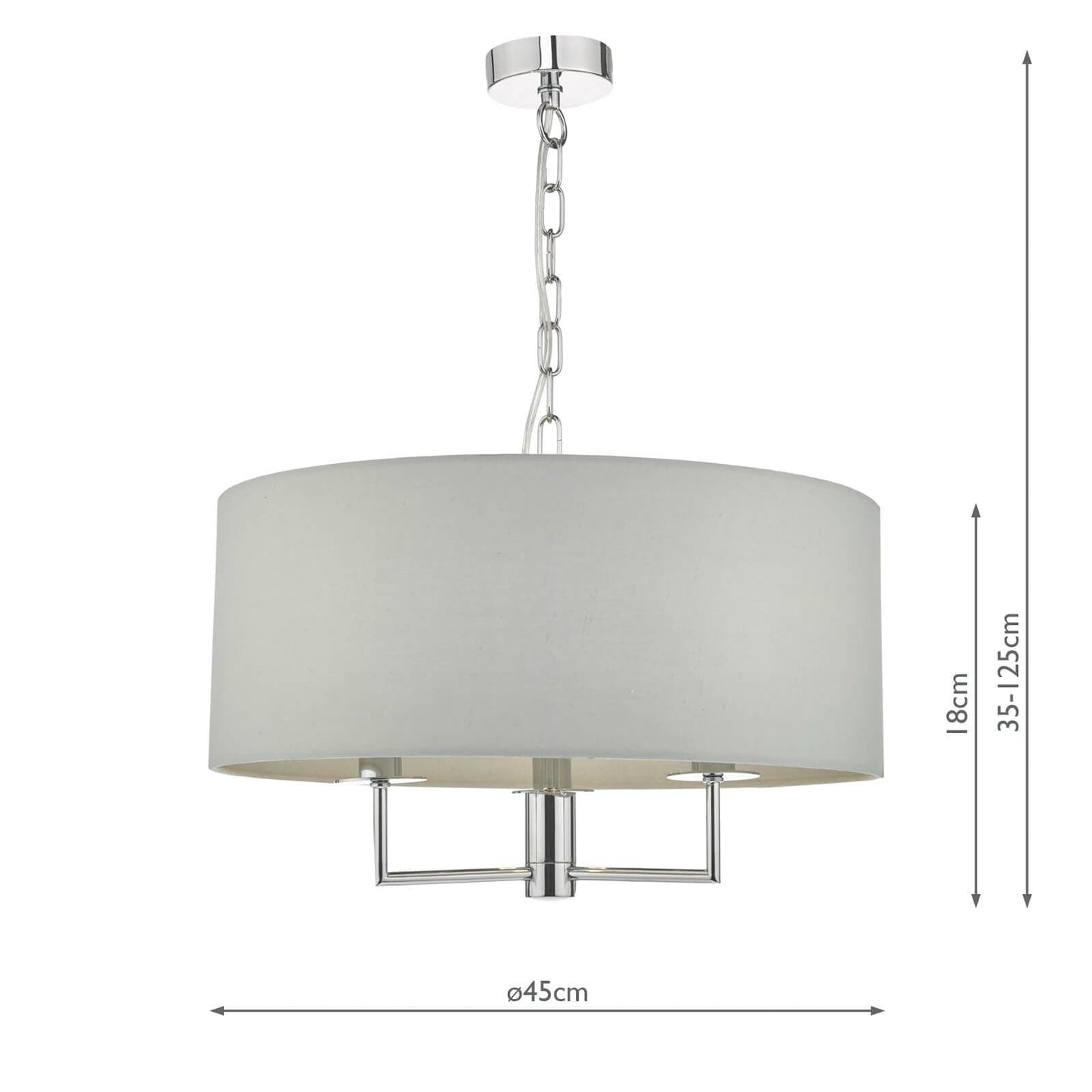 dar lighting Jamelia 3 Light Pendant Polished Chrome & Grey JAM0339