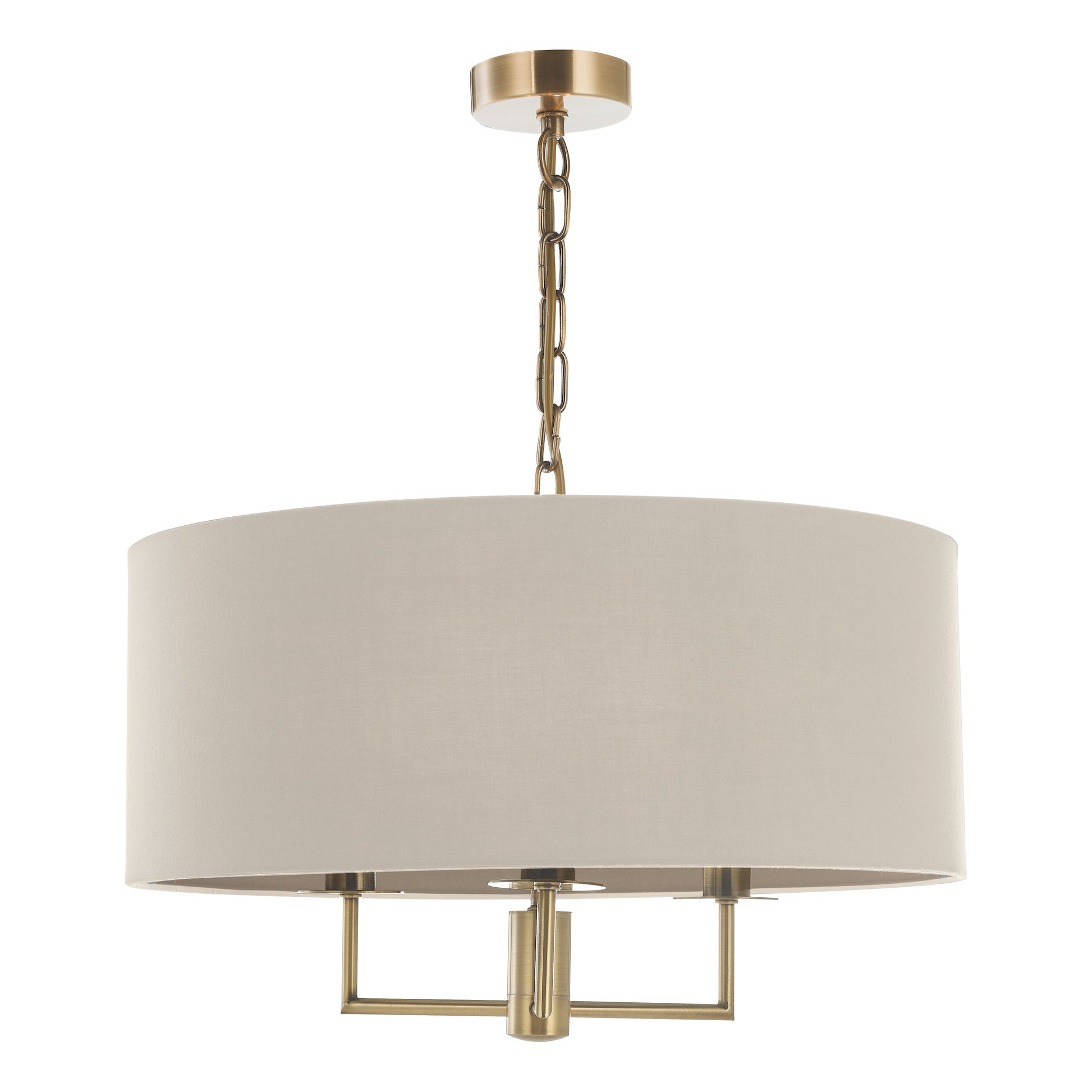 dar lighting Jamelia 3 Light Shadelier Antique Brass Taupe Shade JAM0301