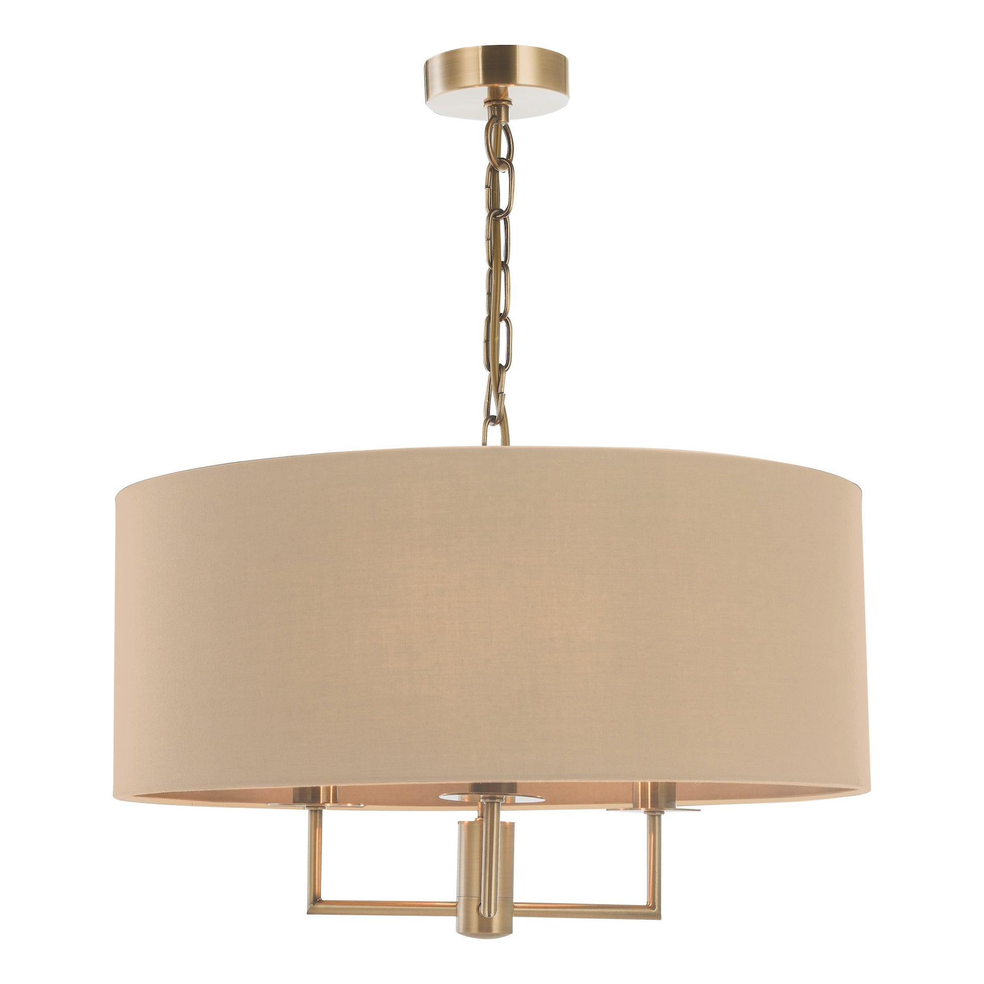 dar lighting Jamelia 3 Light Shadelier Antique Brass Taupe Shade JAM0301