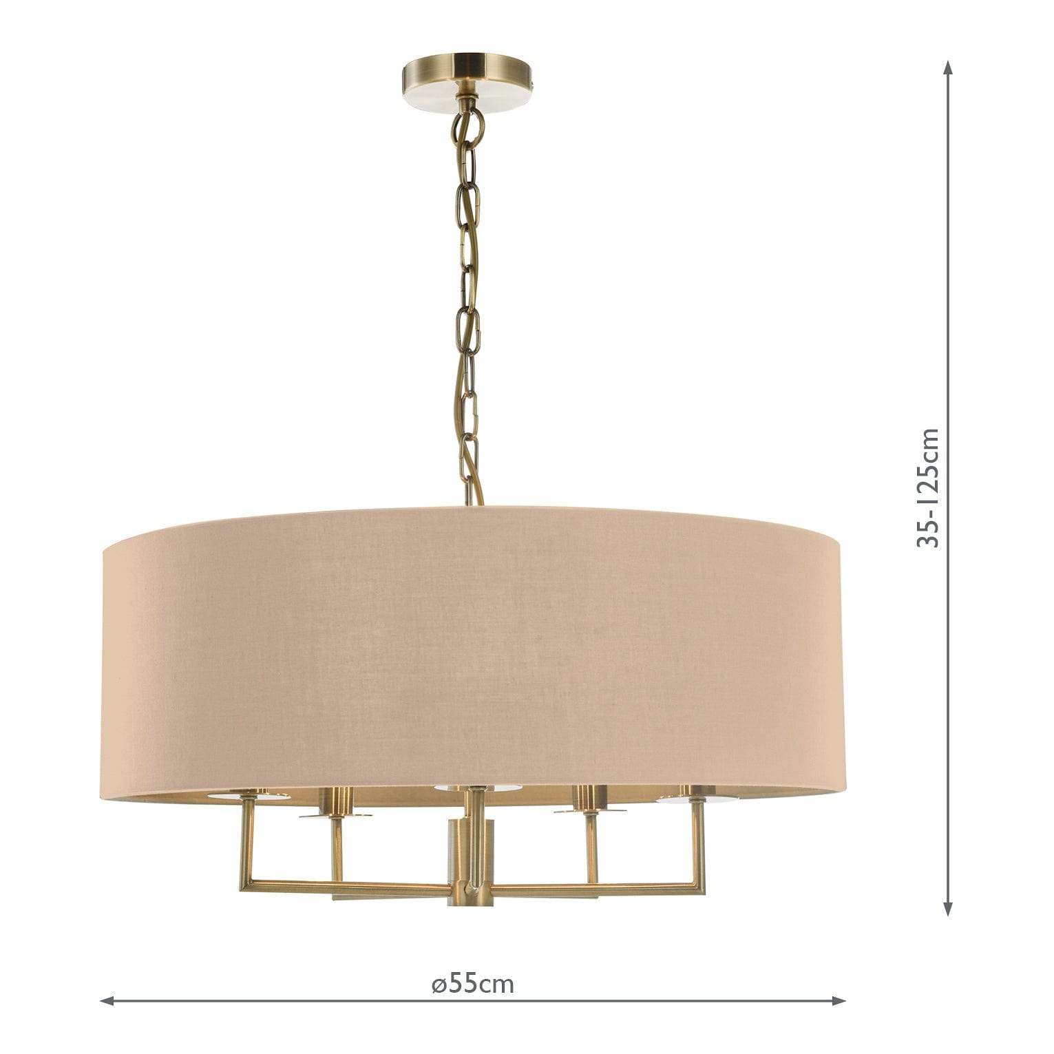 dar lighting Jamelia 5 Light Shadelier Antique Brass Taupe Shade JAM0501