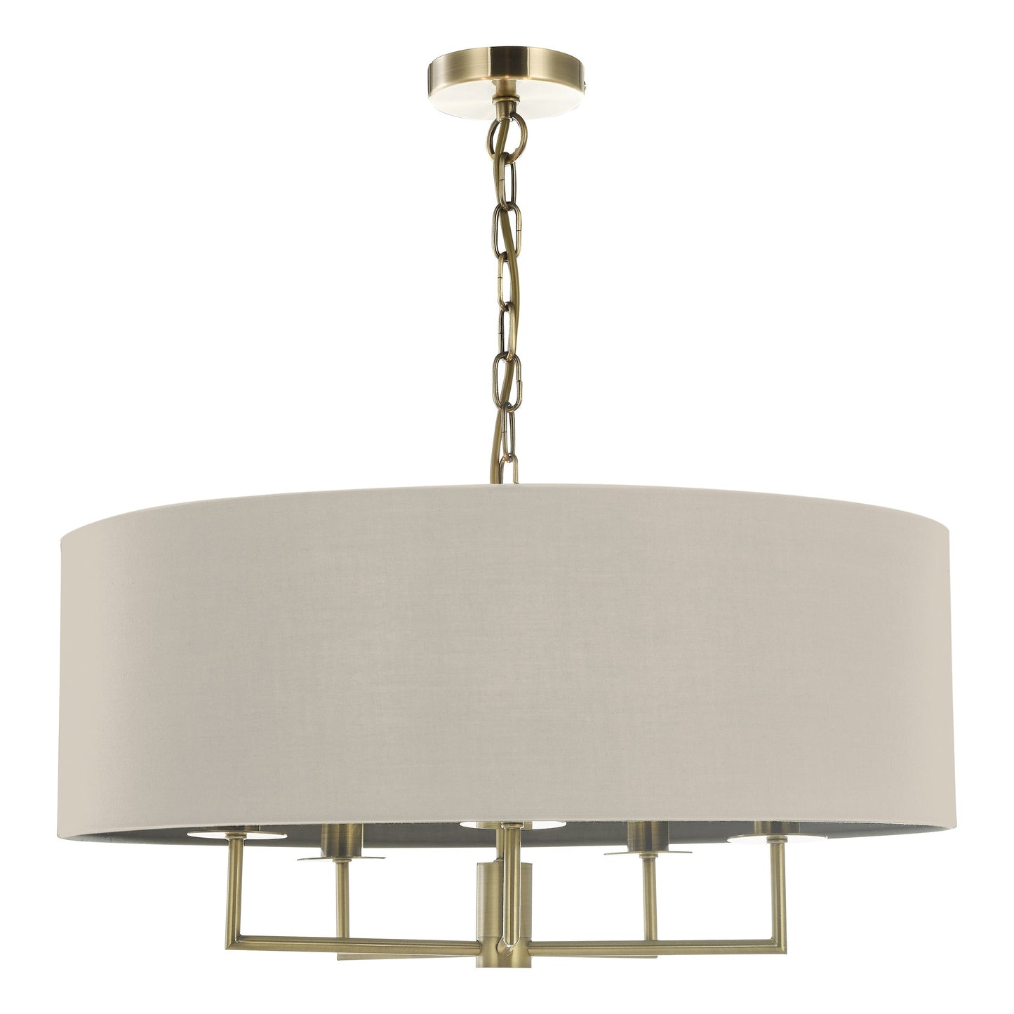 dar lighting Jamelia 5 Light Shadelier Antique Brass Taupe Shade JAM0501