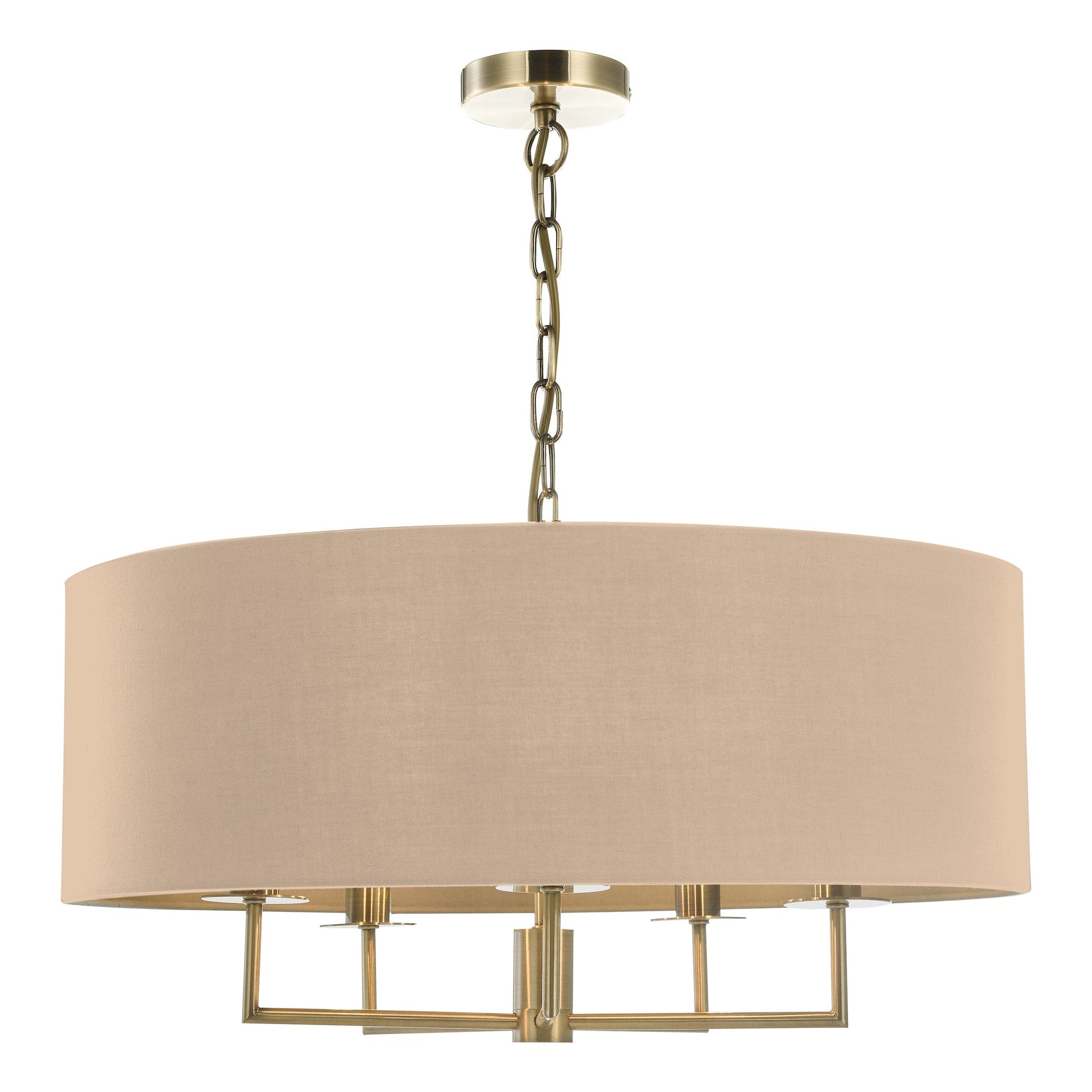 dar lighting Jamelia 5 Light Shadelier Antique Brass Taupe Shade JAM0501