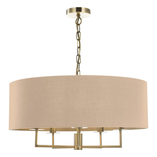 dar lighting Jamelia 5 Light Shadelier Antique Brass Taupe Shade JAM0501