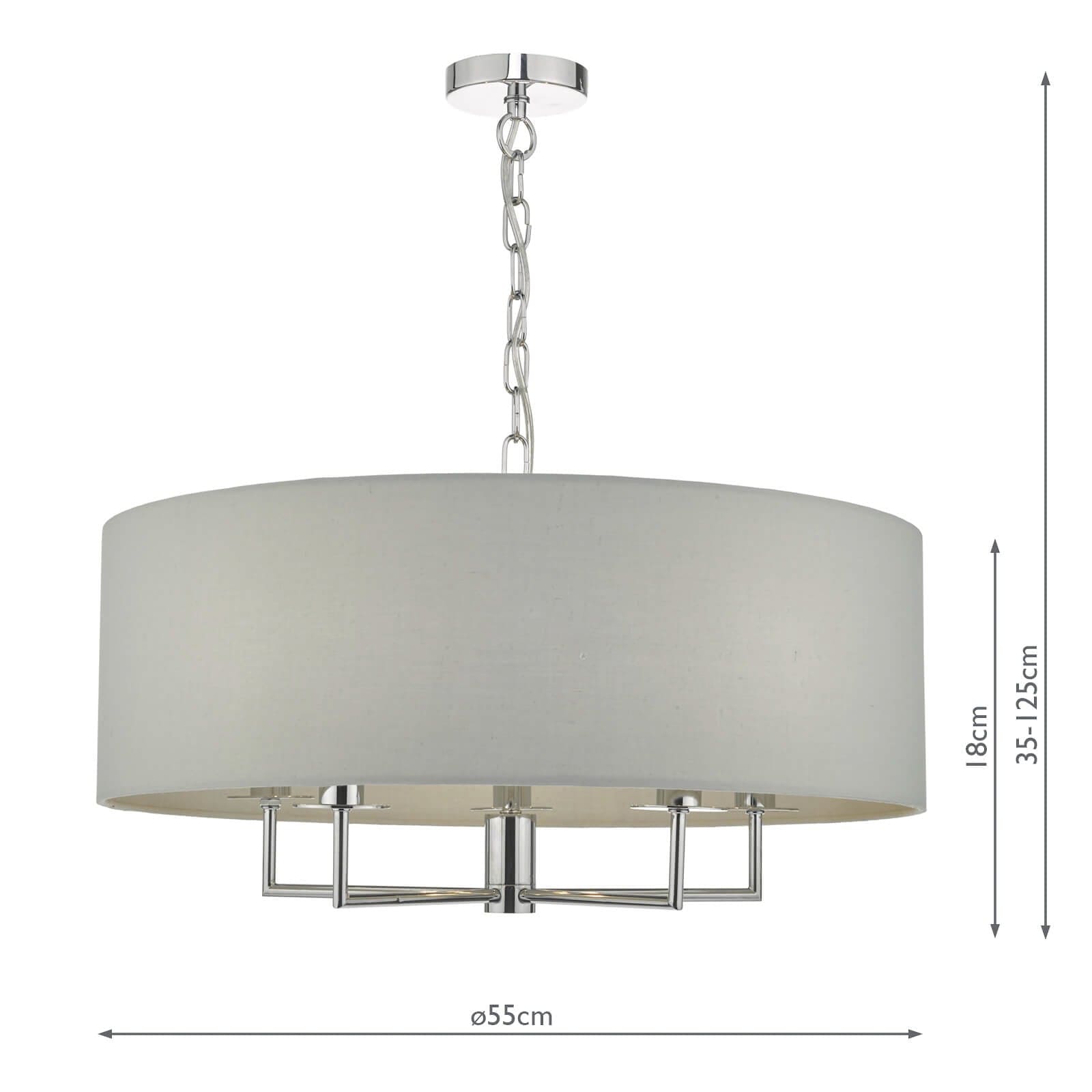 dar lighting Jamelia 5lt Pendant Polished Chrome & Grey JAM0539