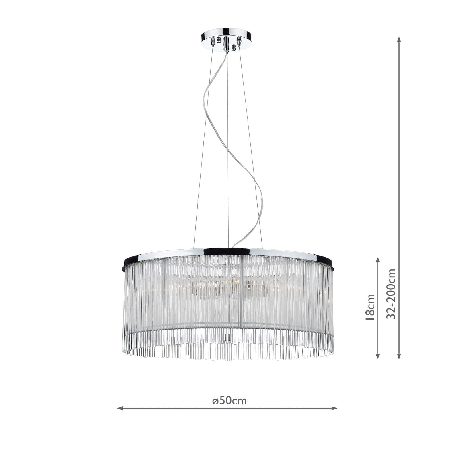 dar lighting Japan 3 Light Pendant Polished Chrome Glass JAP032