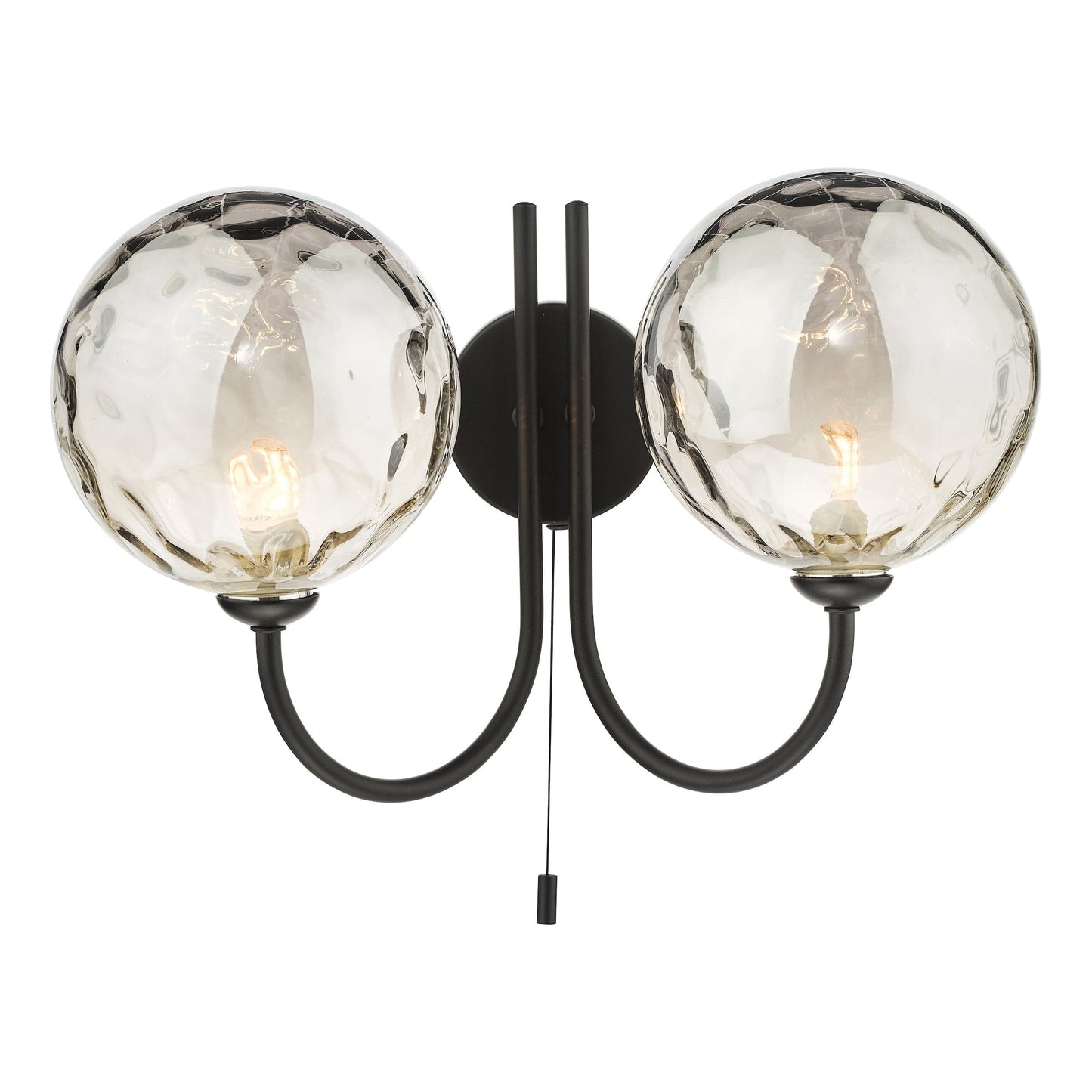 dar lighting Jared 2 Light Wall Light Matt Black Smoked Dimpled Glass JAR0922-10