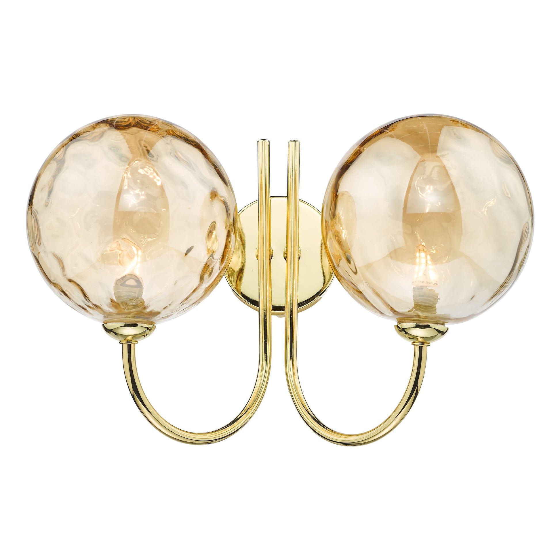 dar lighting Jared 2 Light Wall Light Polished Gold Champagne Dimpled Glass JAR0935-11