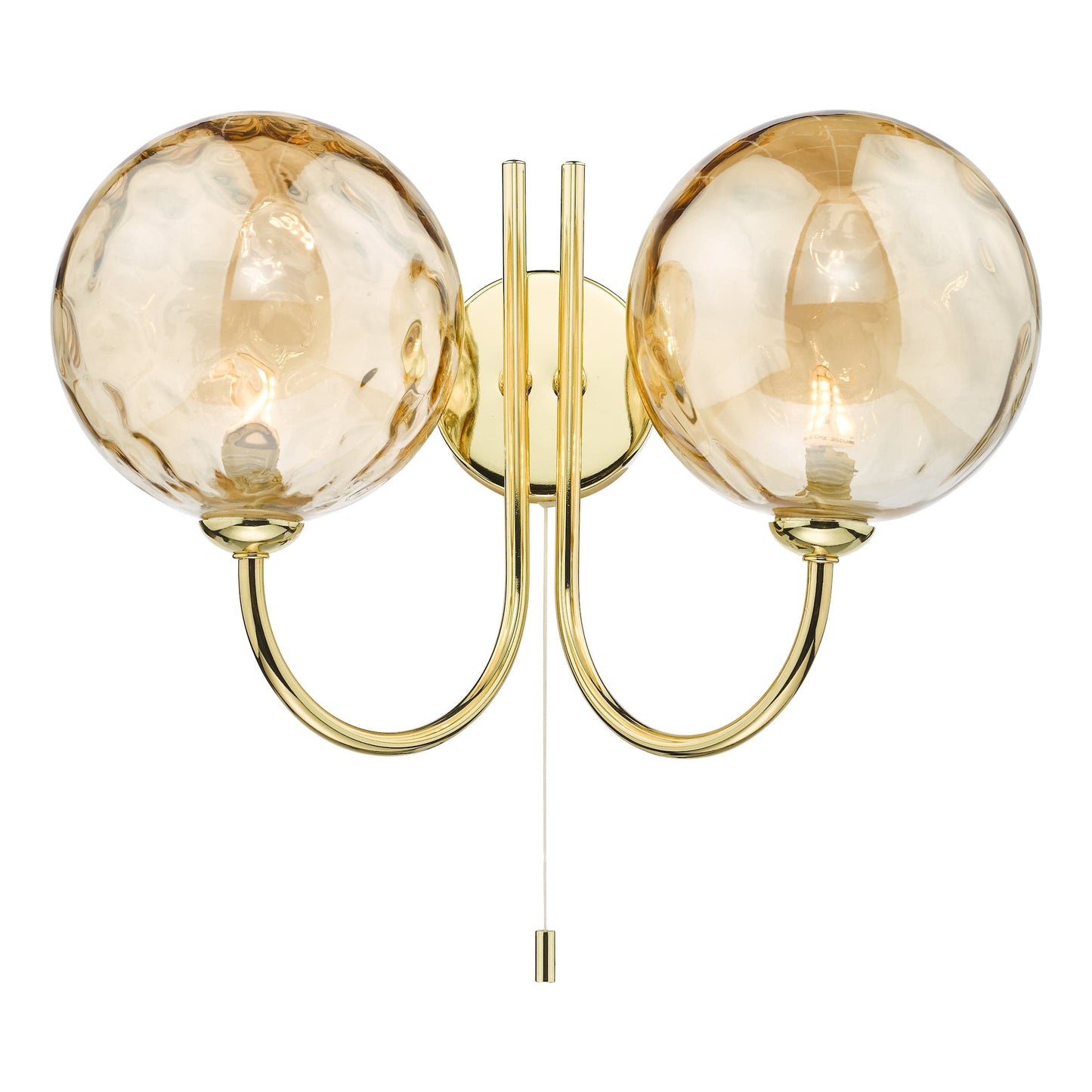 dar lighting Jared 2 Light Wall Light Polished Gold Champagne Dimpled Glass JAR0935-11