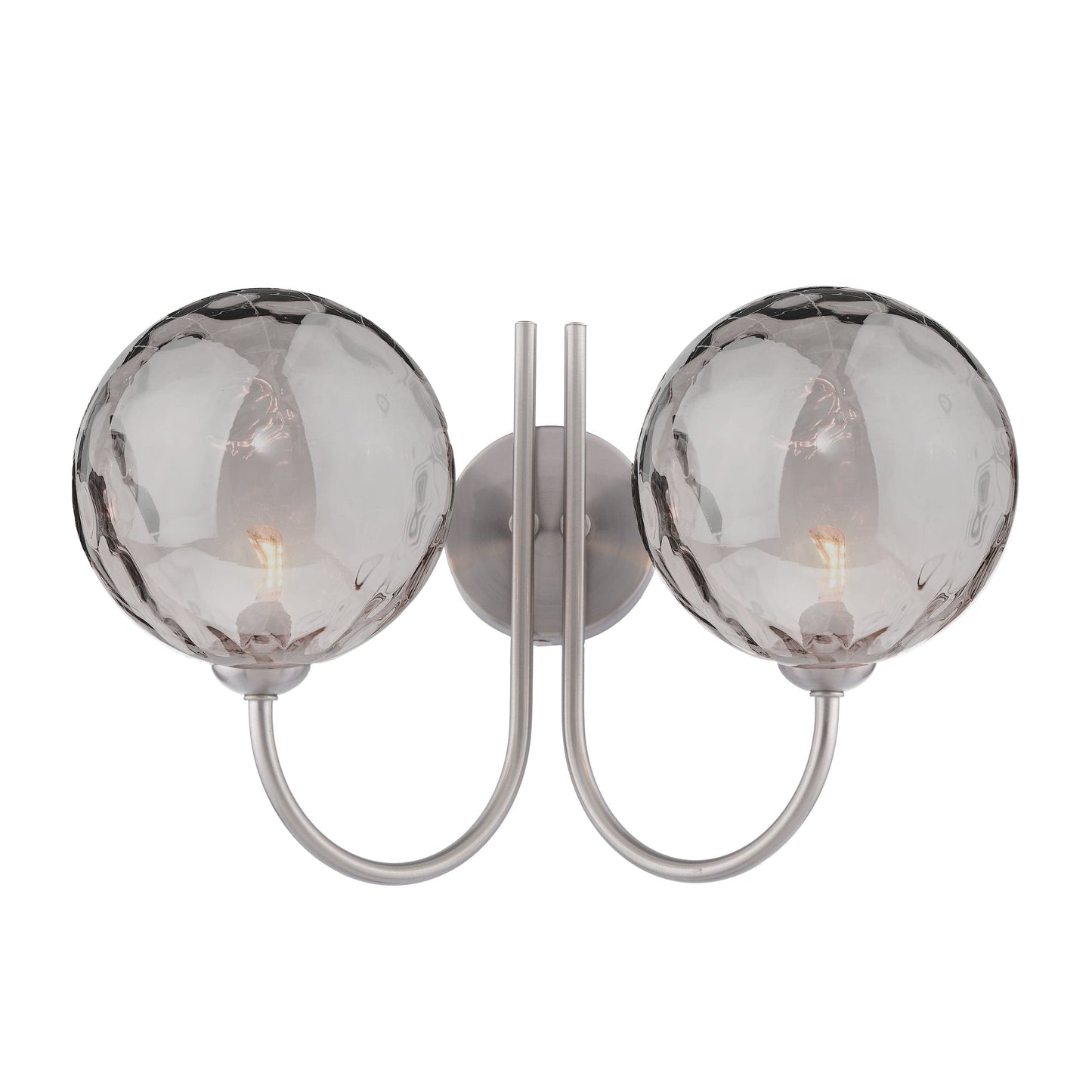 dar lighting Jared 2 Light Wall Light Satin Nickel and Smoked Dimpled Glass JAR0938-10