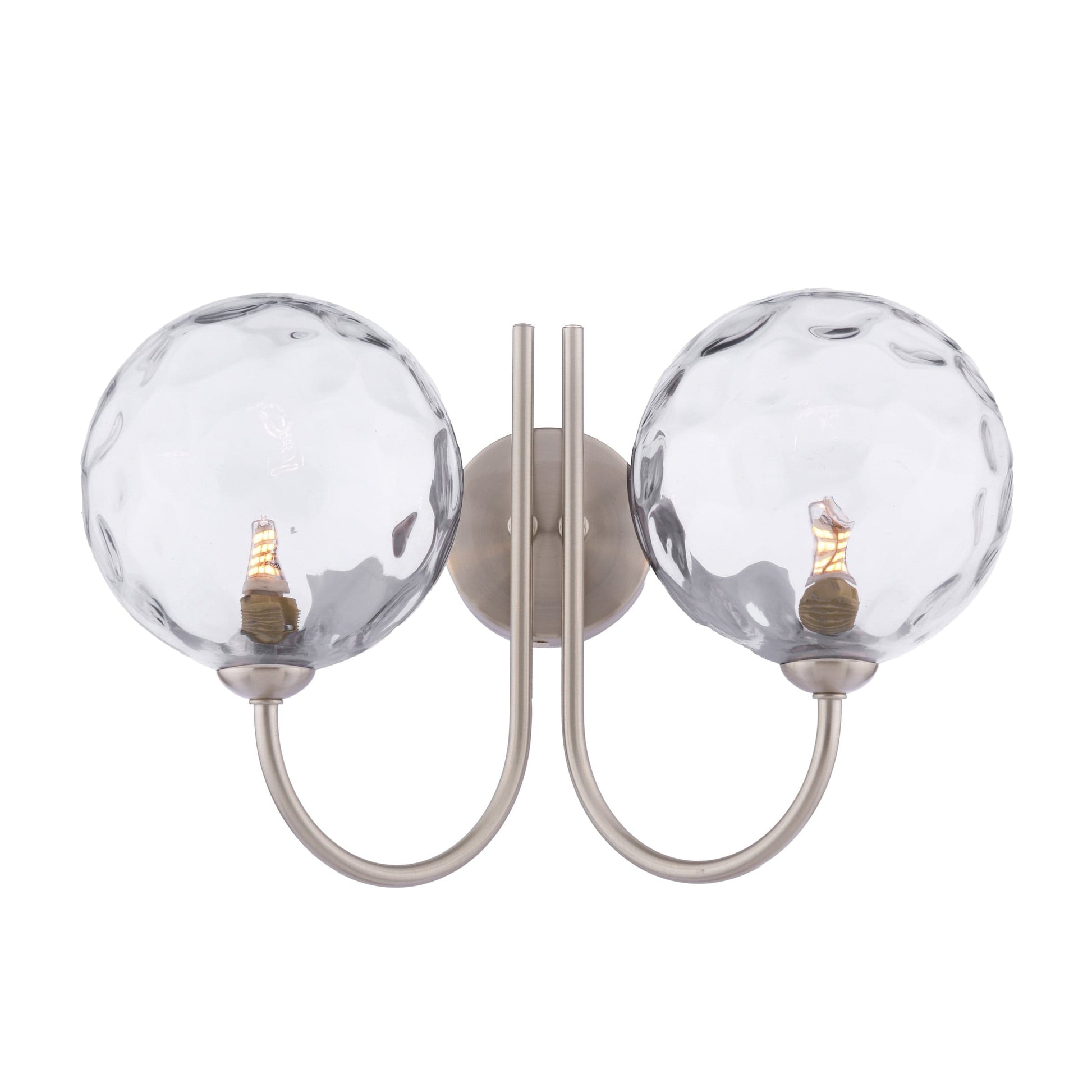 dar lighting Jared 2 Light Wall Light Satin Nickel & Dimpled Clear Glass JAR0938-12