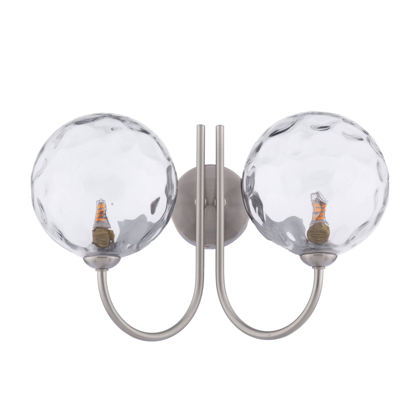 dar lighting Jared 2 Light Wall Light Satin Nickel & Dimpled Clear Glass JAR0938-12