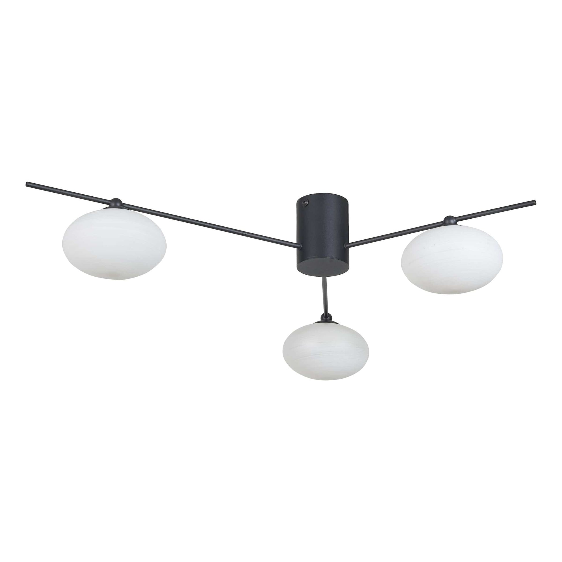 dar lighting Jasper 3 Light Semi Flush Matt Black Opal glass JAS5322