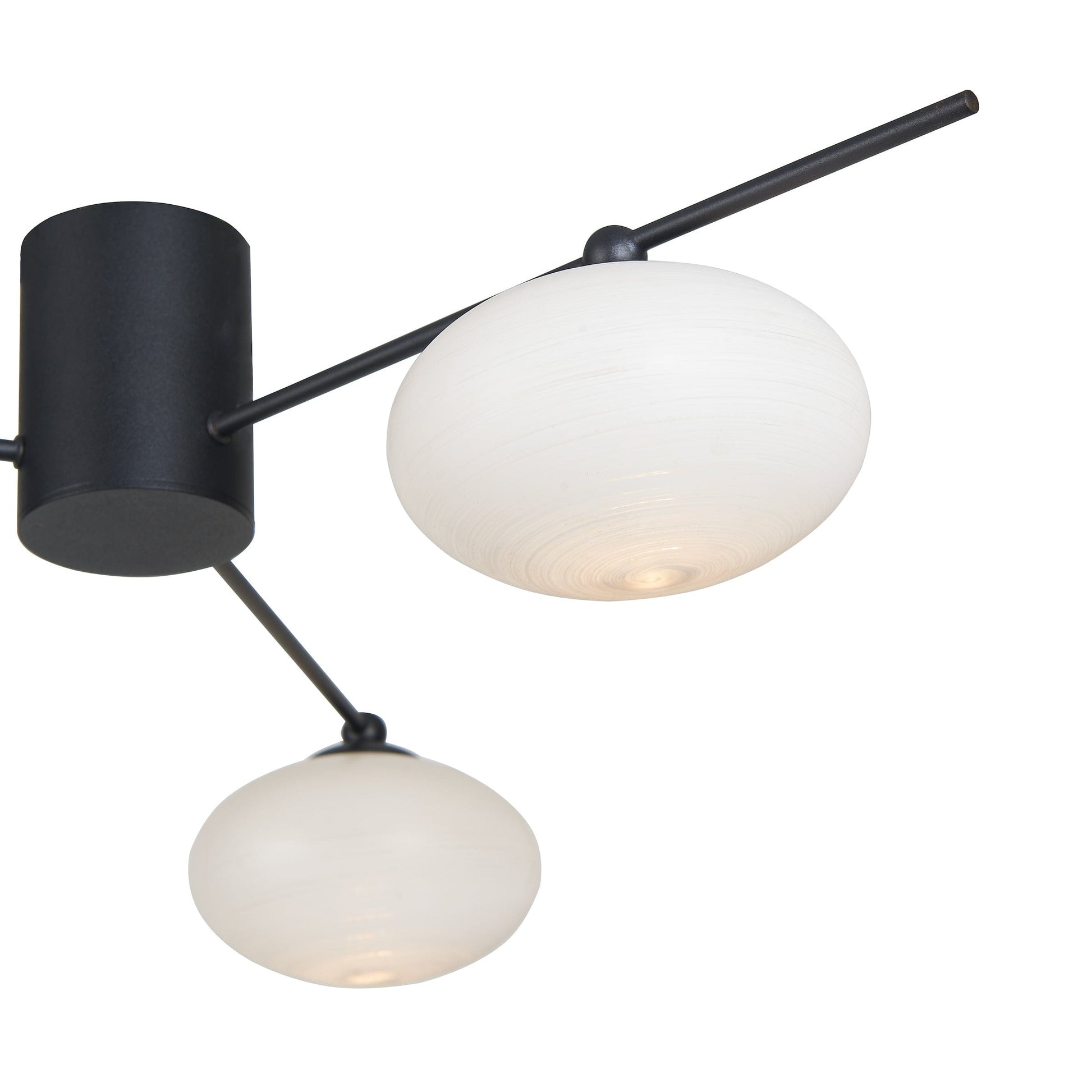 dar lighting Jasper 3 Light Semi Flush Matt Black Opal glass JAS5322