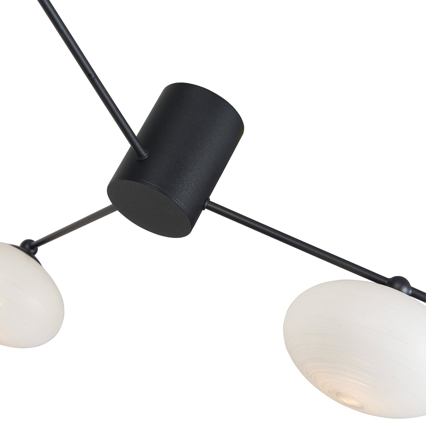 dar lighting Jasper 3 Light Semi Flush Matt Black Opal glass JAS5322